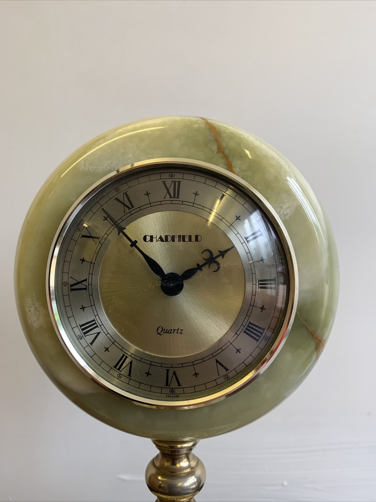 Gorgeous  Mid Century 70’s Chadfield Onyx Marble Fine Mantle Clock  Hollywood photo 65.0