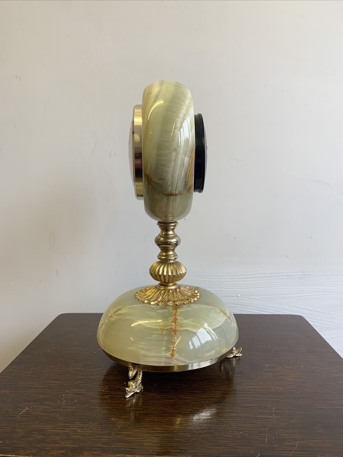 Gorgeous  Mid Century 70’s Chadfield Onyx Marble Fine Mantle Clock  Hollywood photo vinterior