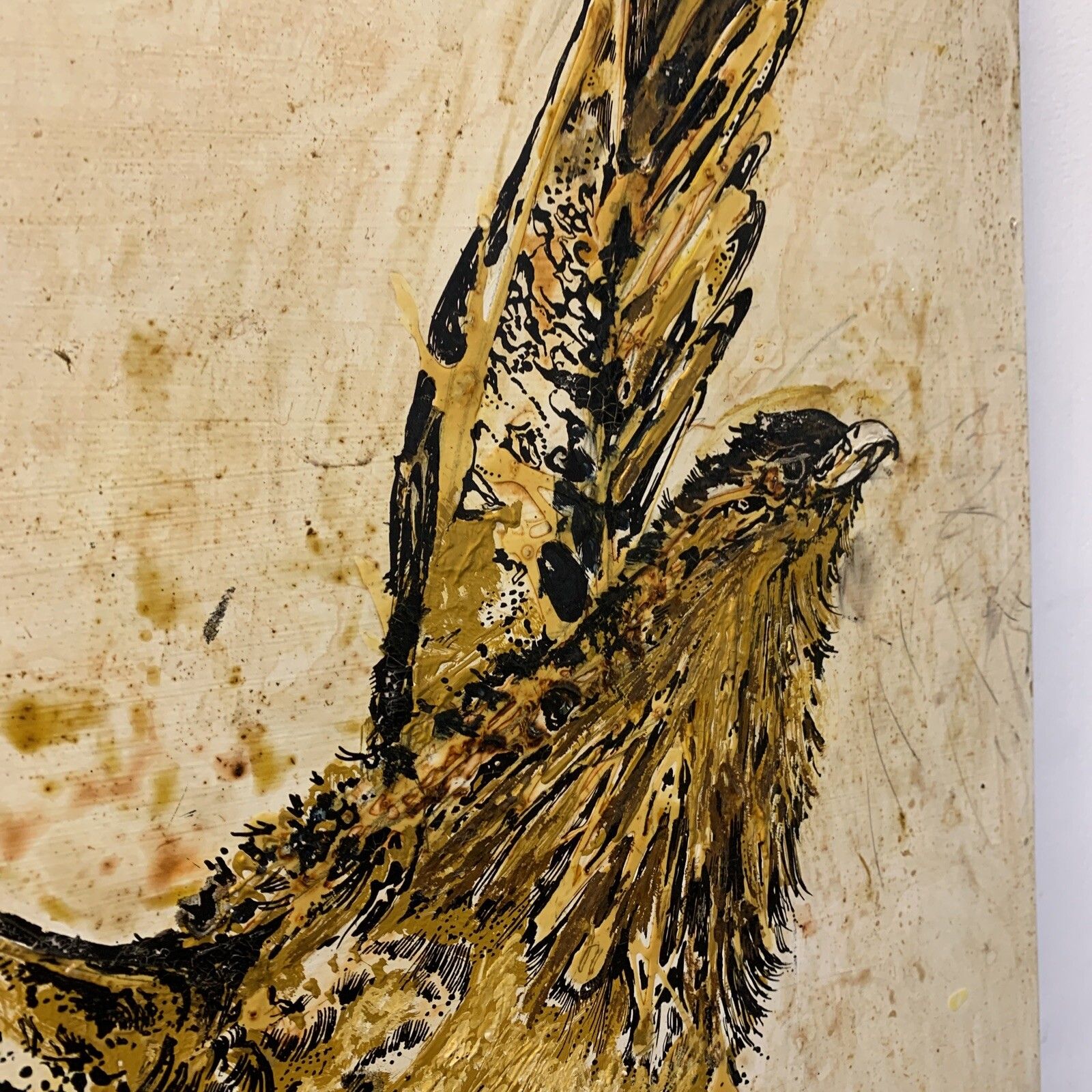 Vintage Original Signed Painting By Sylvia Field Falcon /  Kestrel 92 By 69cm photo Art