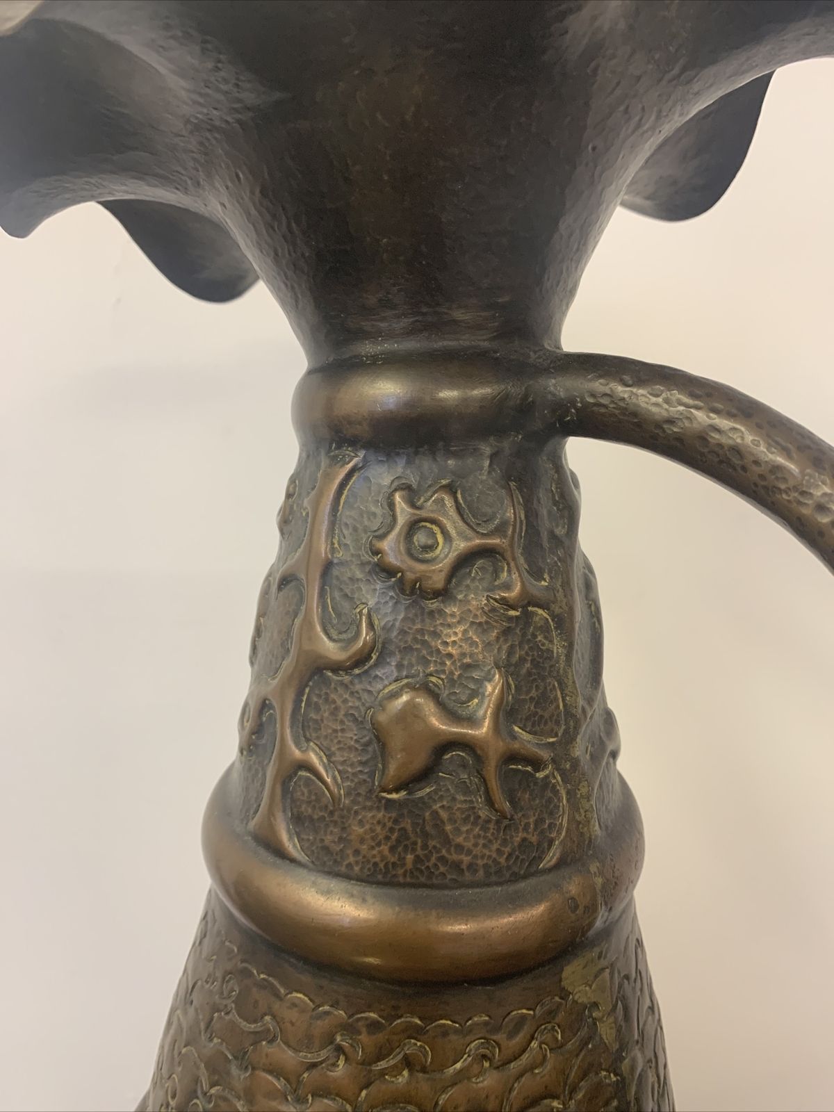 Antique Large Copper Oriental  Chinese? Tribal Ewer Pitcher Jug Heavy 3720 G photo 165.0