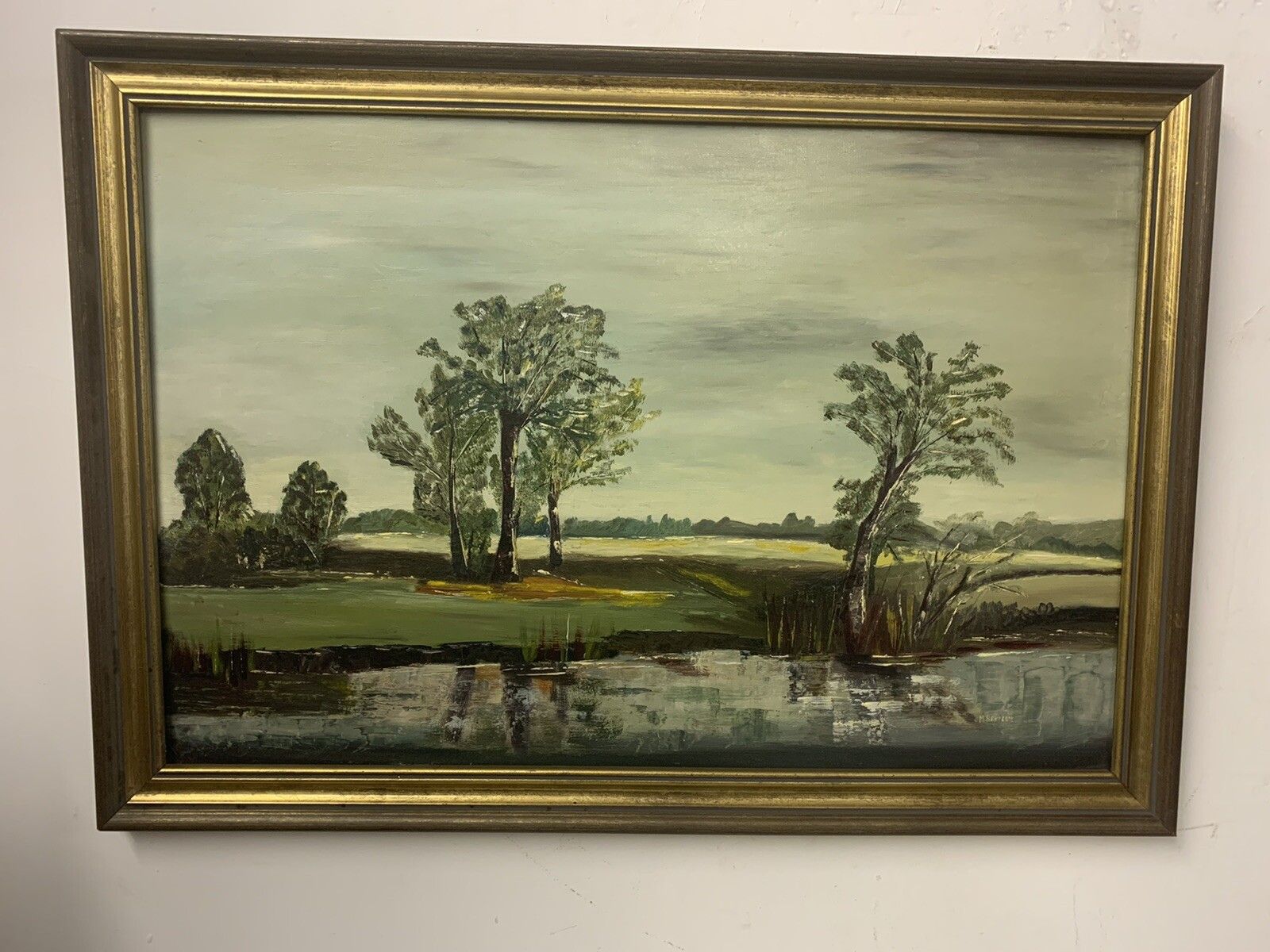 Vintage Oil On Board Signed By Artist Landscape River Scene￼