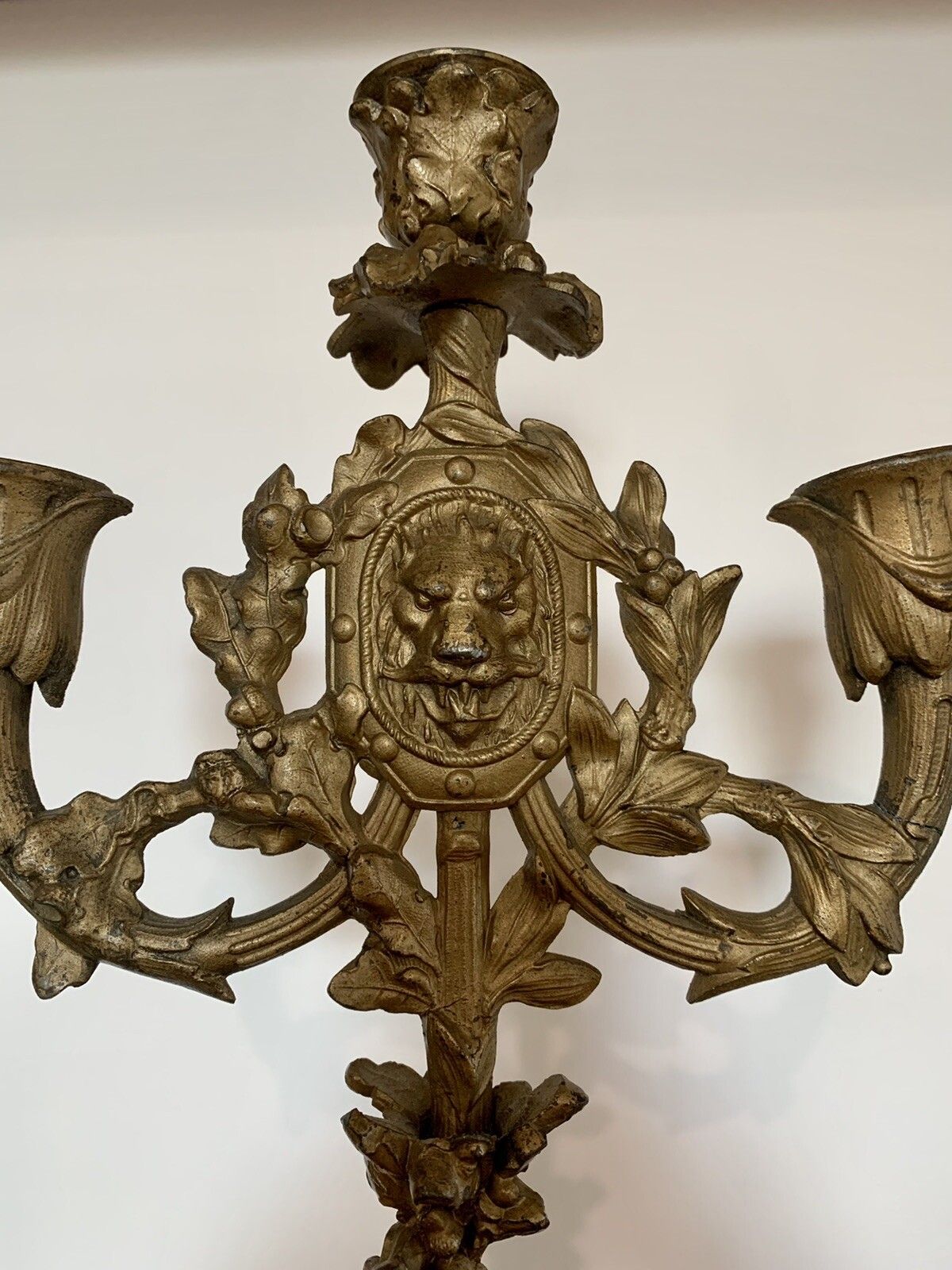 Antique Gilt European 19tn Century Large Three Arm Candelabra European Soldier photo for sale