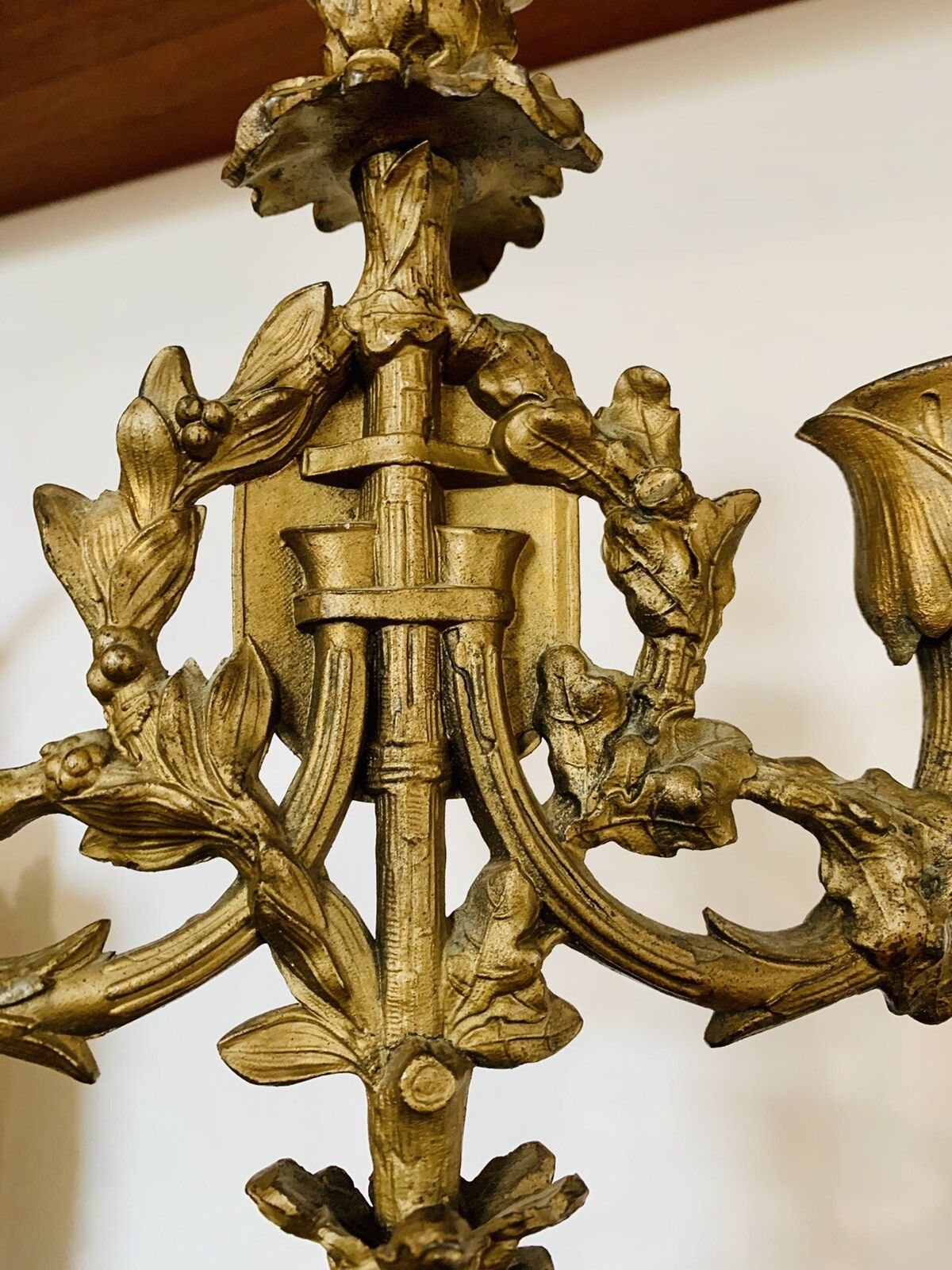 Antique Gilt European 19tn Century Large Three Arm Candelabra European Soldier photo vintage