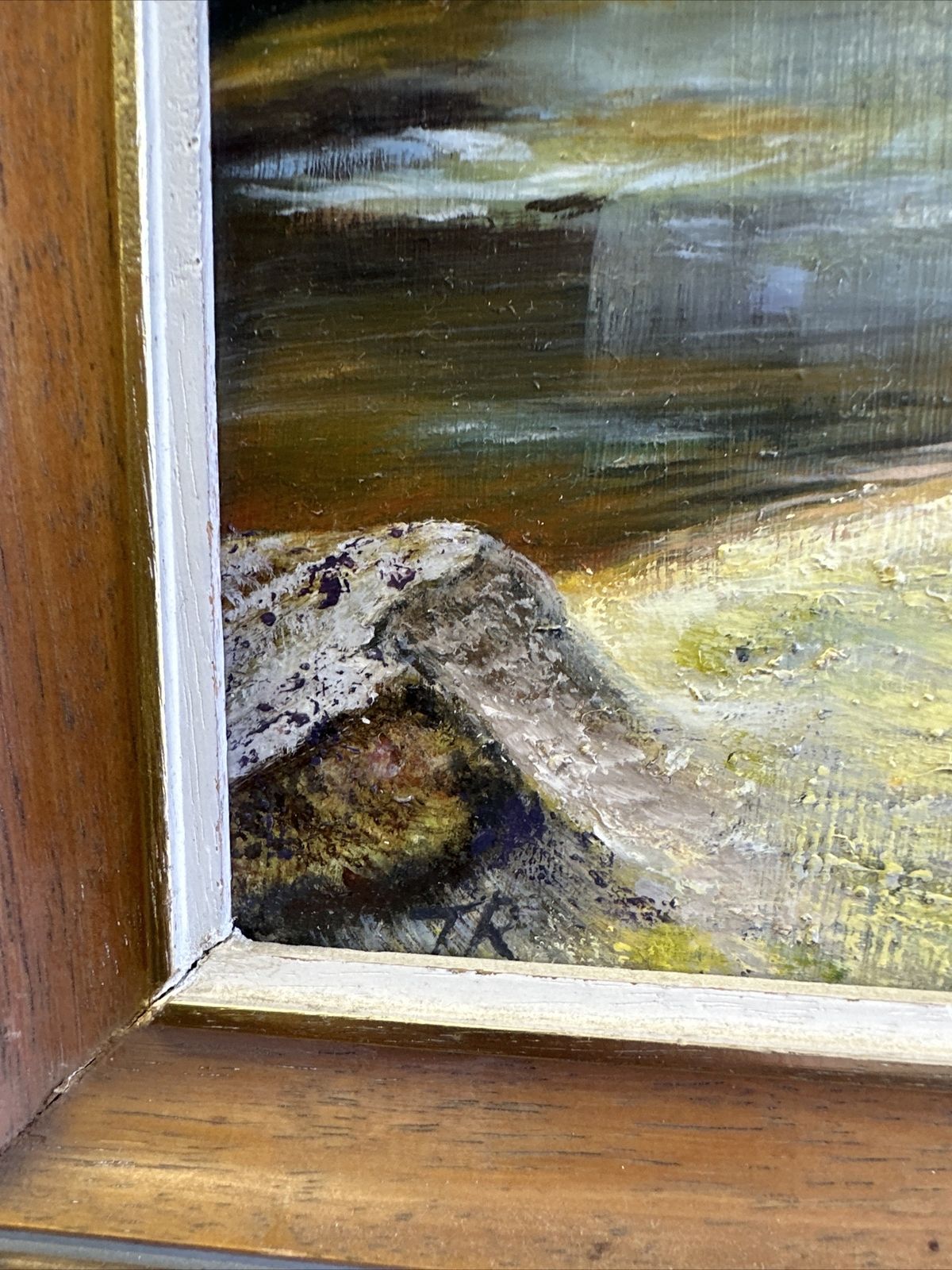 Vintage Signed Oil Brittany France Stream In Pont Avon 47cm By 33cm photo vinterior