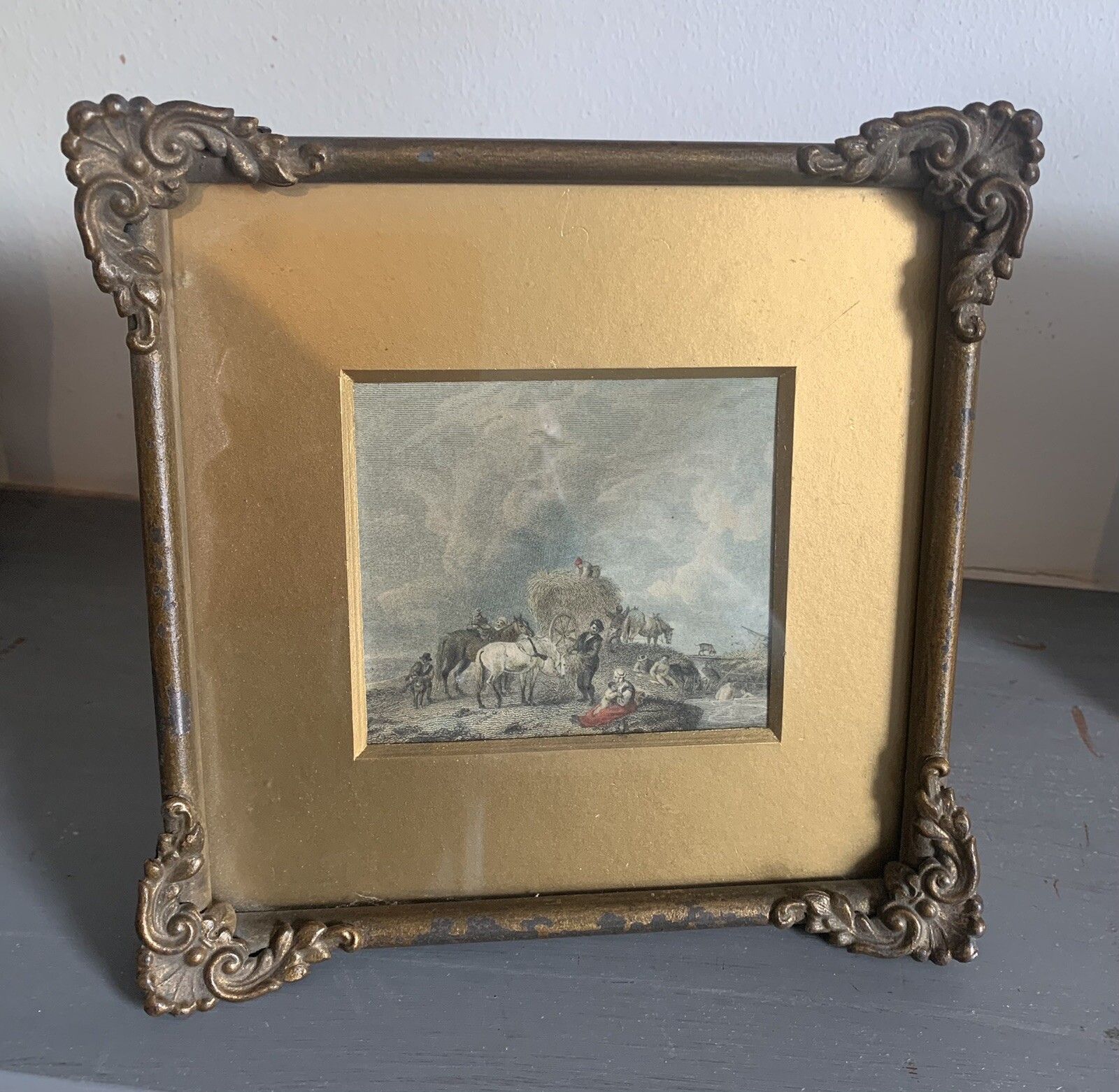 Original 19th Century Victorian Gilt Framed Print With Easel Back Stunning photo furniture