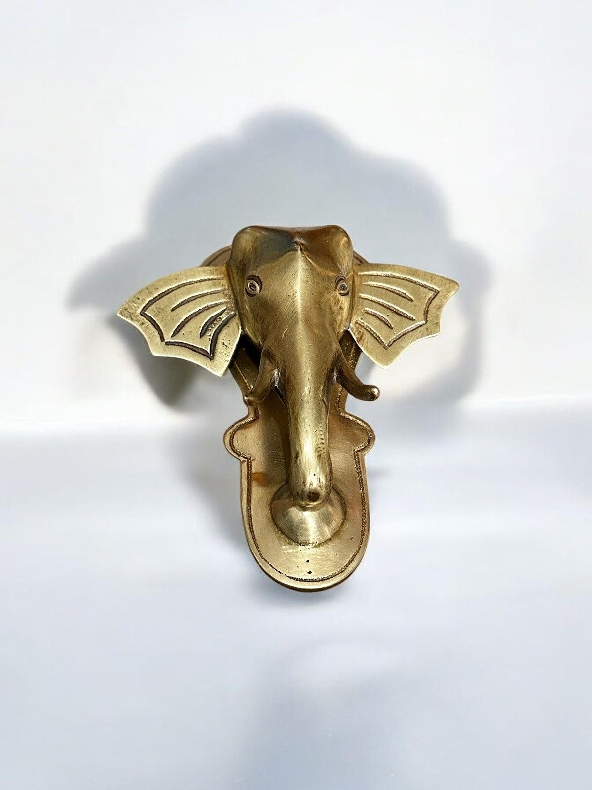 Antique Brass Elephant Door Tapper photo furniture