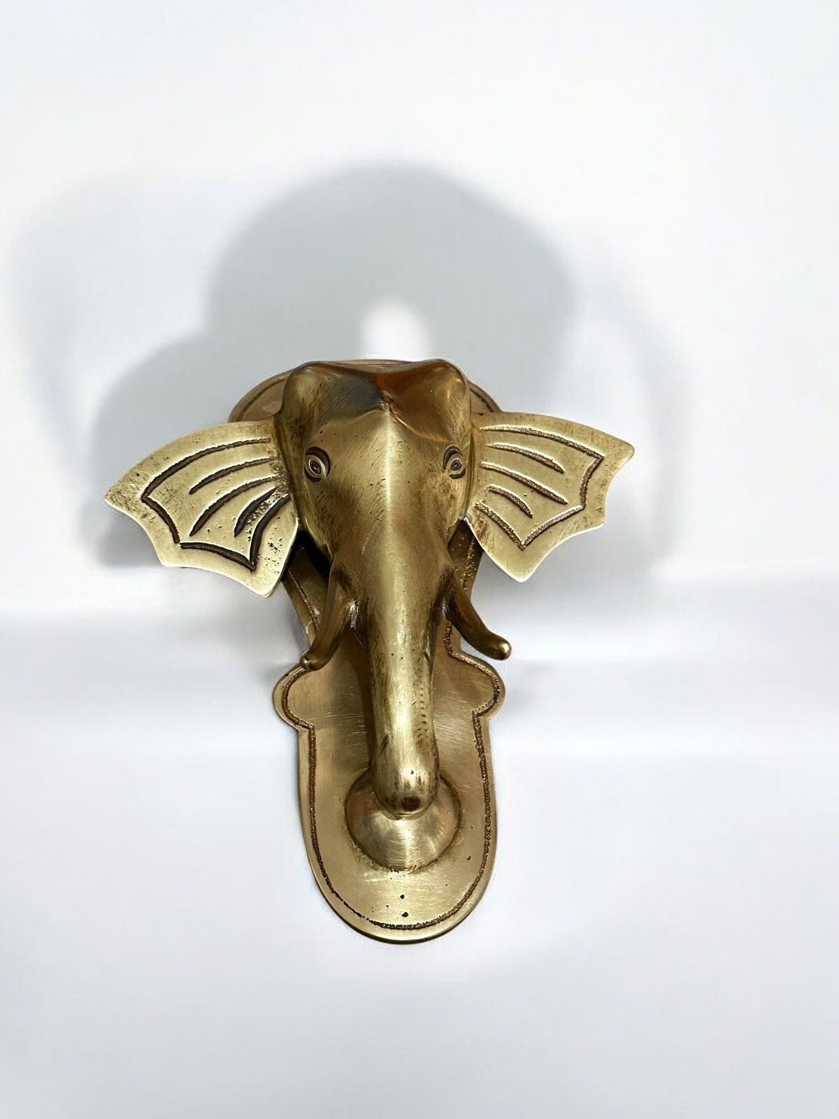 Antique Brass Elephant Door Tapper photo for sale