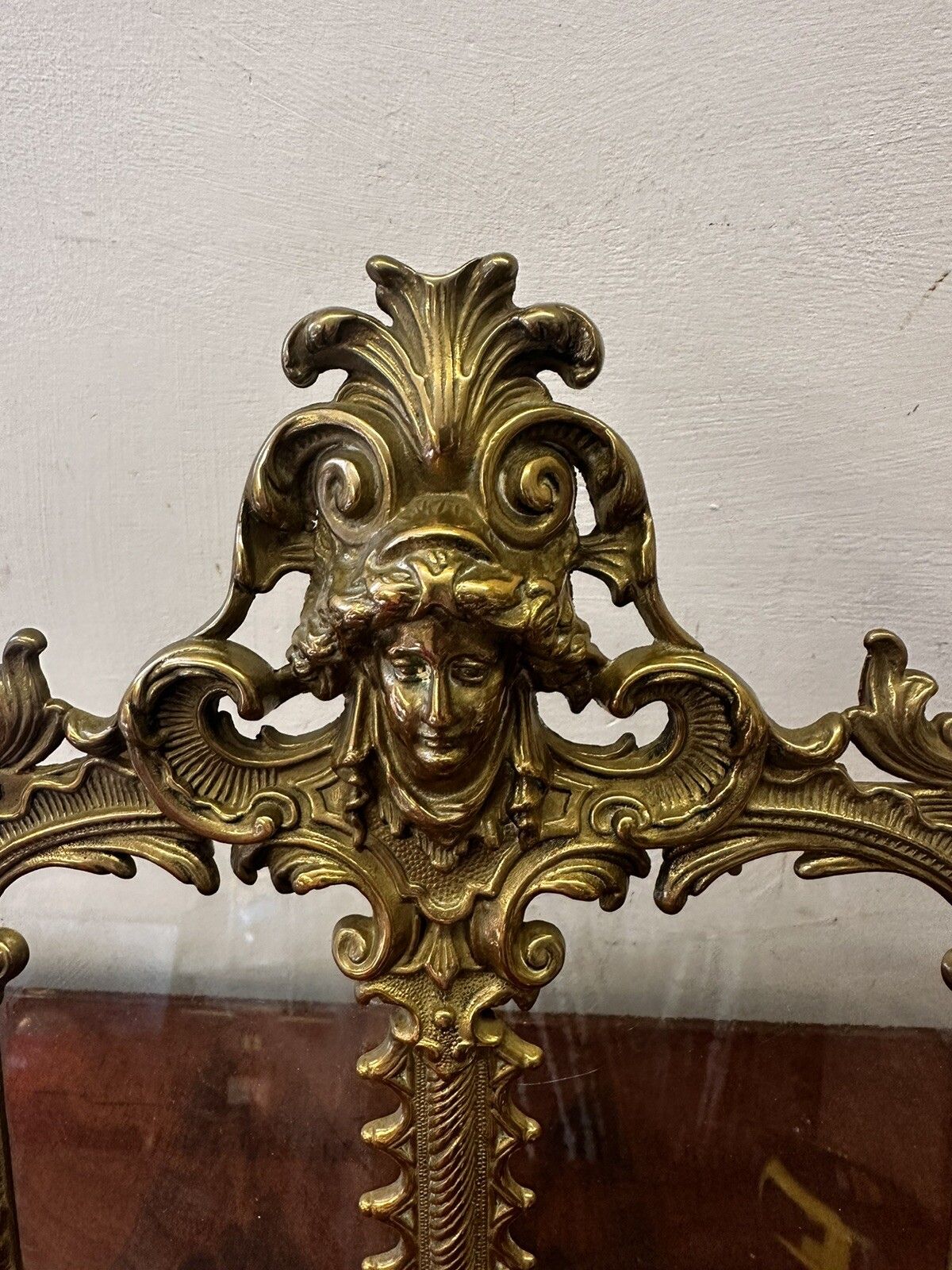 Superb Brass Cherub Putti Medusa Twin Rococo Easel Glazed Photo Frame photo for sale