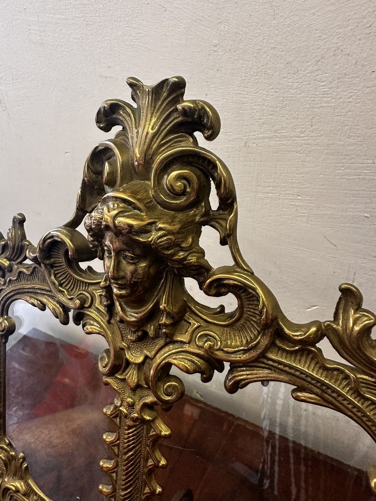 Superb Brass Cherub Putti Medusa Twin Rococo Easel Glazed Photo Frame photo Home Decor
