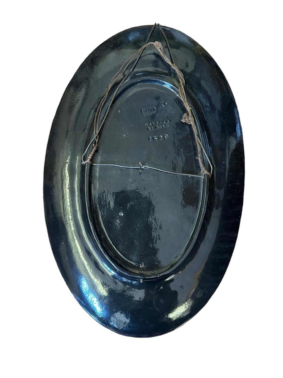 Antique Bretby Pottery Oval Oriental Japanese Pottery Wall Art Plaque...Gorgeous photo Art