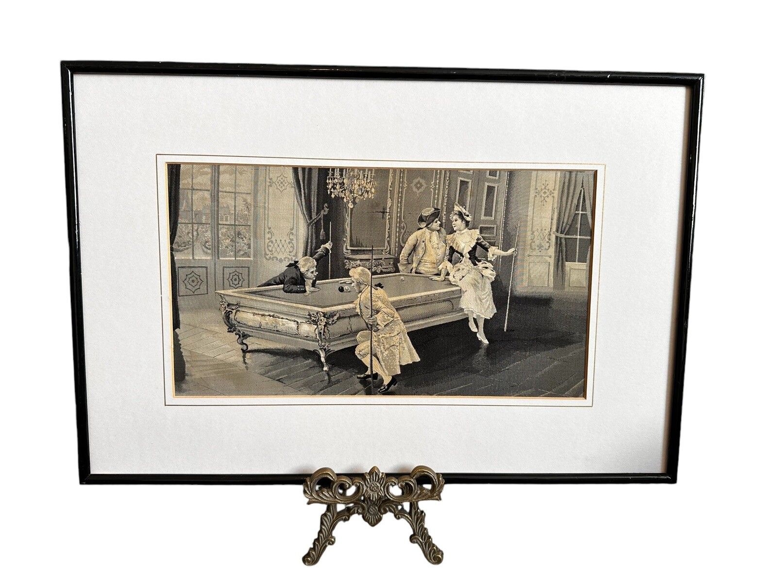 Neyret Freres  Stevengraph “La Leçon De Billard”(The Lesson Of Billiards) photo furniture
