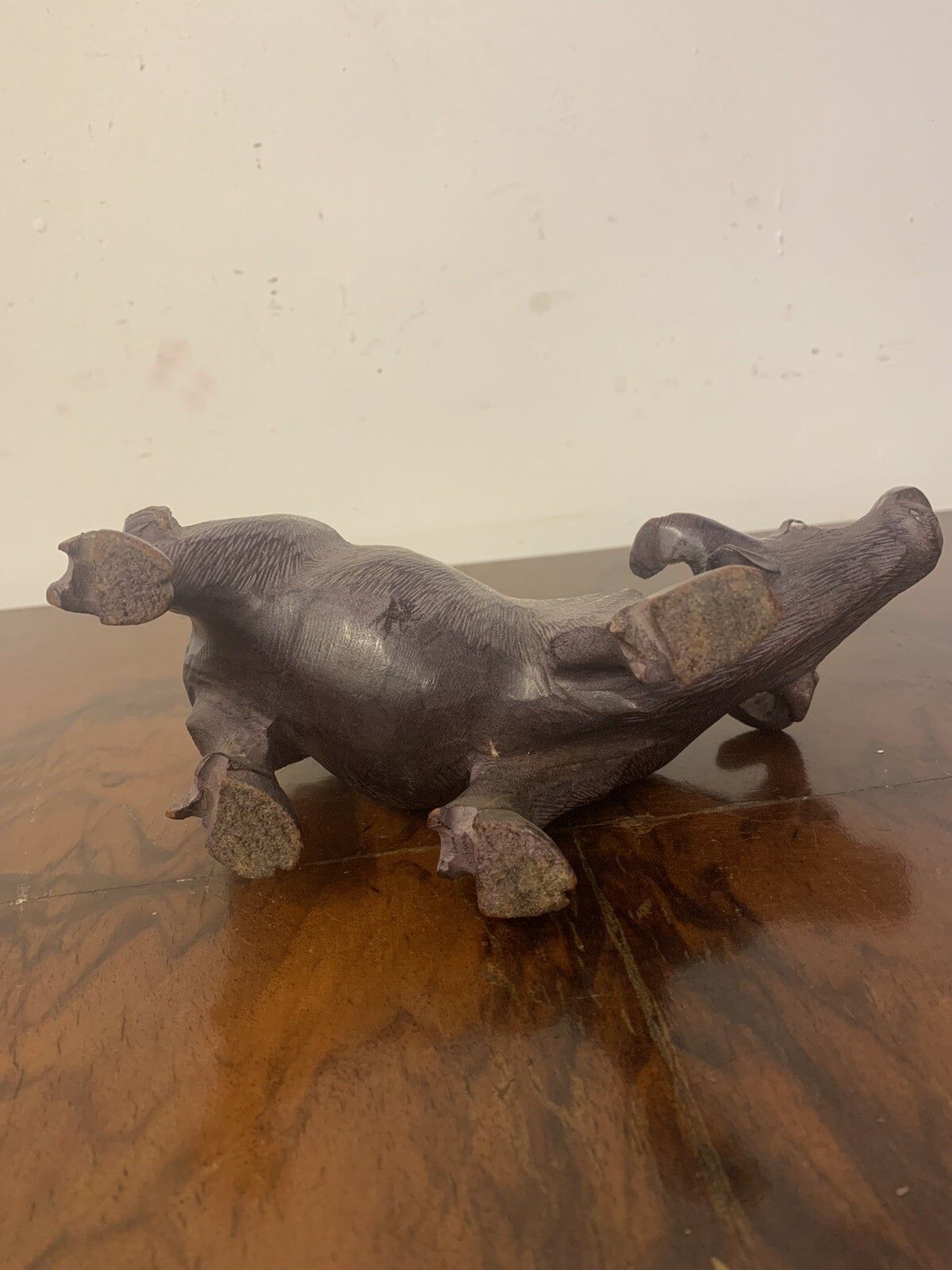Vintage Asian Hand Carved Water Buffalo Wood Figure Statue Boy Ox Bull photo buy