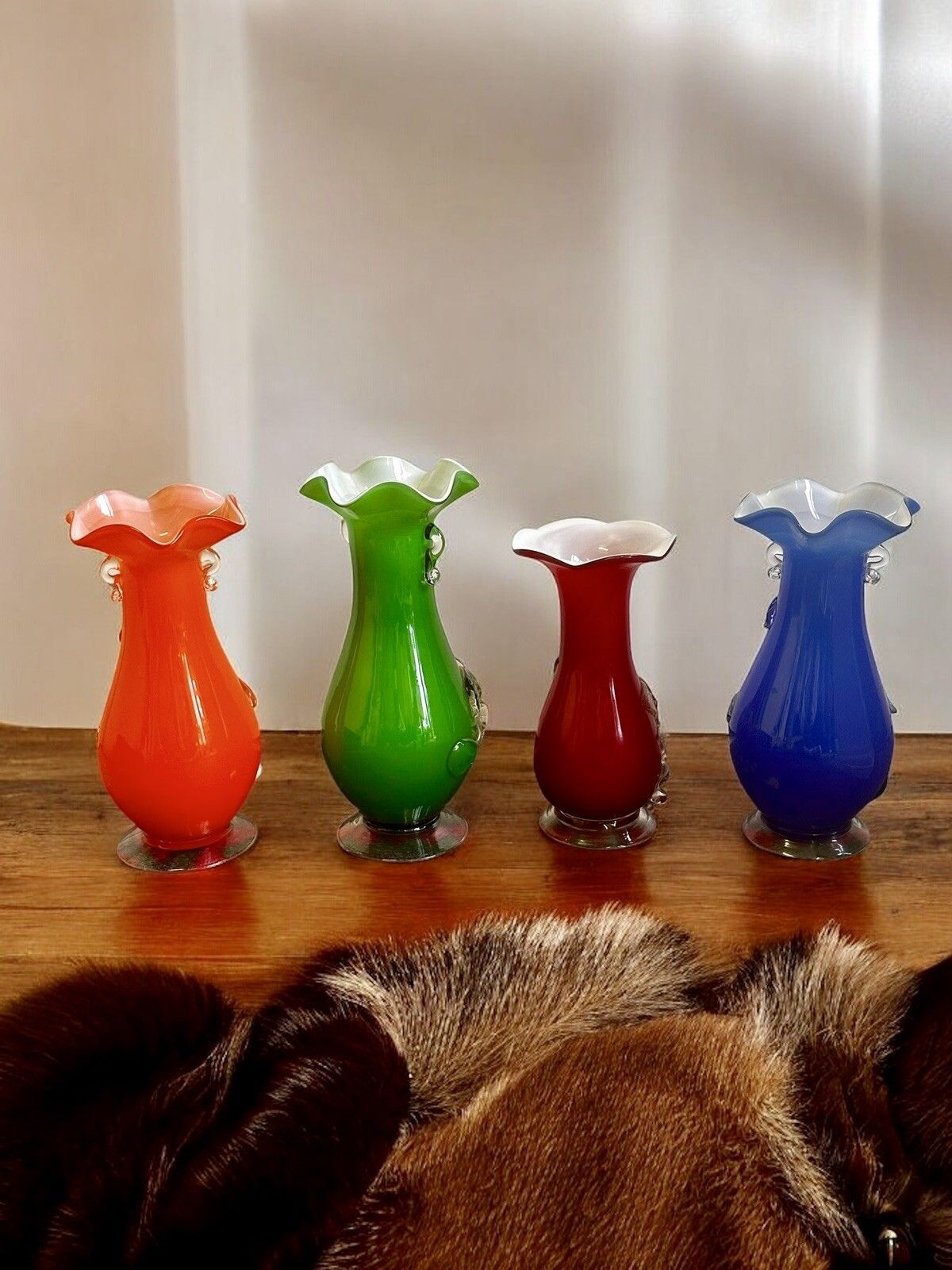 Mid Century Italian Coloured Glass Vase Collection  Pontil Mark  Interior Design photo furniture