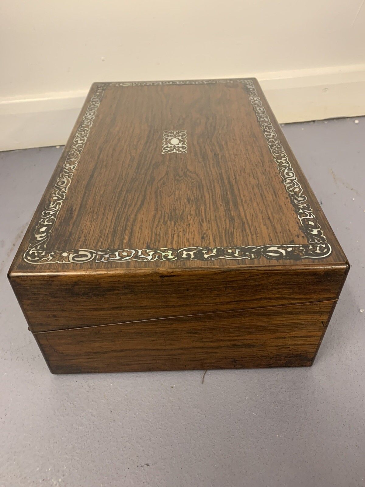Great English Victorian 1880 Antique Portable Travel/Lap Desk, Mop Inlay photo Home Decor