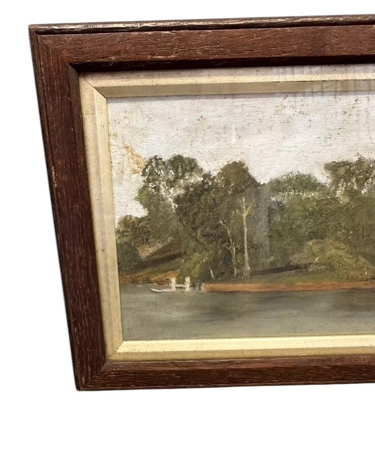 Oil On Board Landscape River Seascape Painting, Circa 1900’s photo for sale