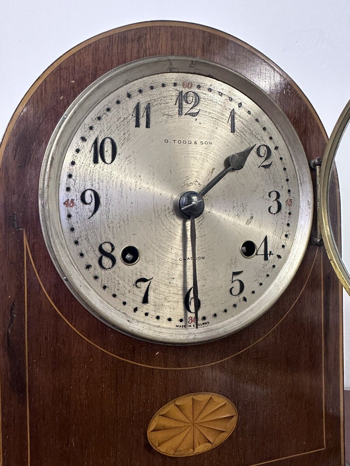 Antique Edwardian Inlaid Glasgow Maker Mantel Clock  Todd & Son photo for sale