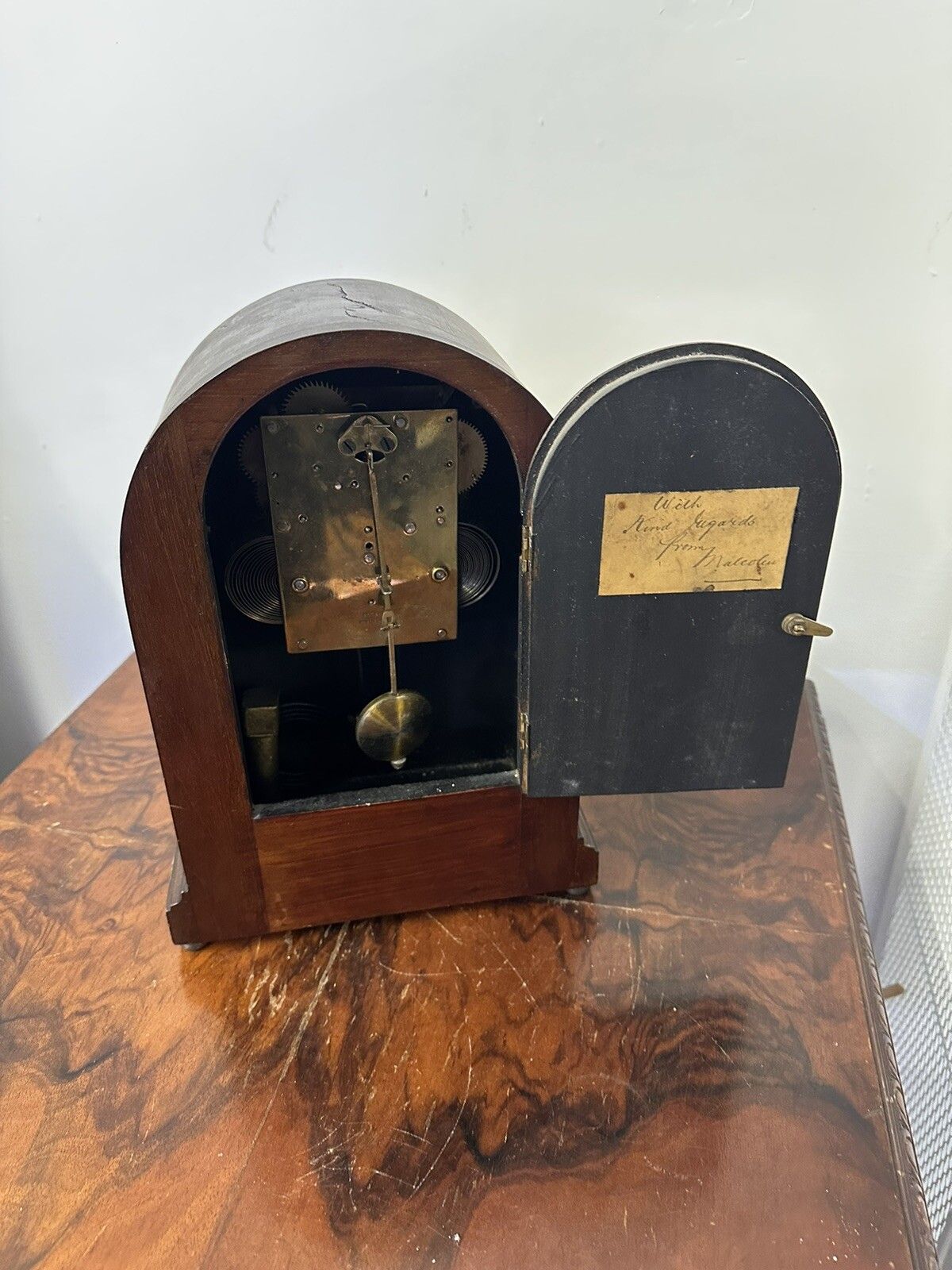 photo for sale Antique Edwardian Inlaid Glasgow Maker Mantel Clock  Todd & Son