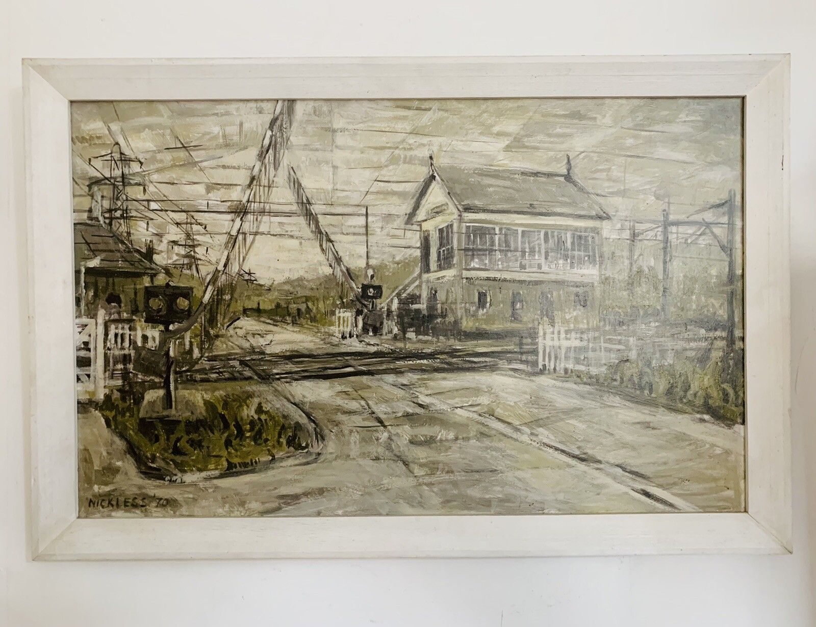 Superb Mid Century 1970’s Original Signed Painting Railway Scene￼ photo furniture