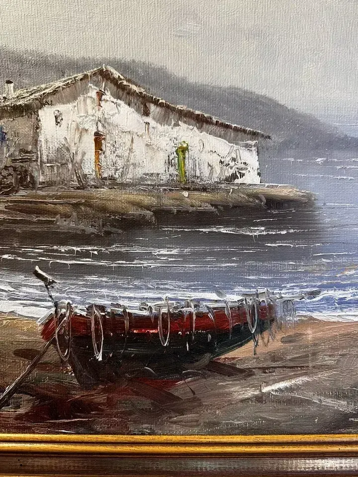 Fine Mid Century Oil Painting Nautical Maritime 49.5cm By 42cm Signed By Artist photo furniture