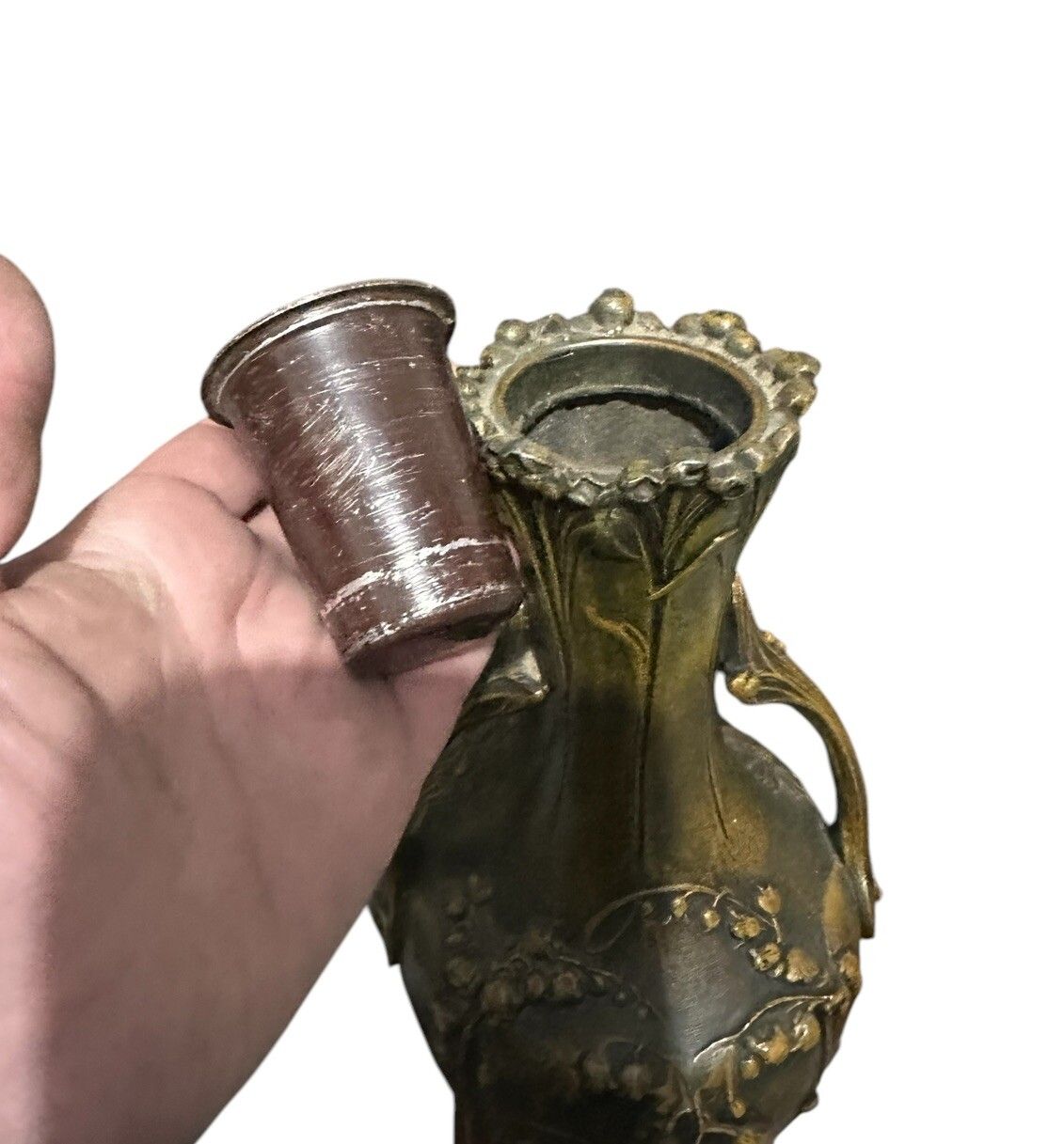 François Moreau (1832 1927), Jugendstil Vase / Art Nouveau Metal And Marble photo vinterior