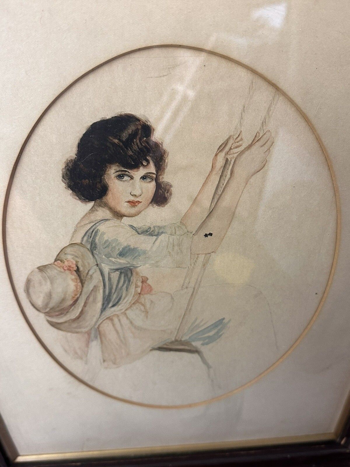 19th C Original Watercolour Of A Beautiful Lady Framed And Glazed photo furniture