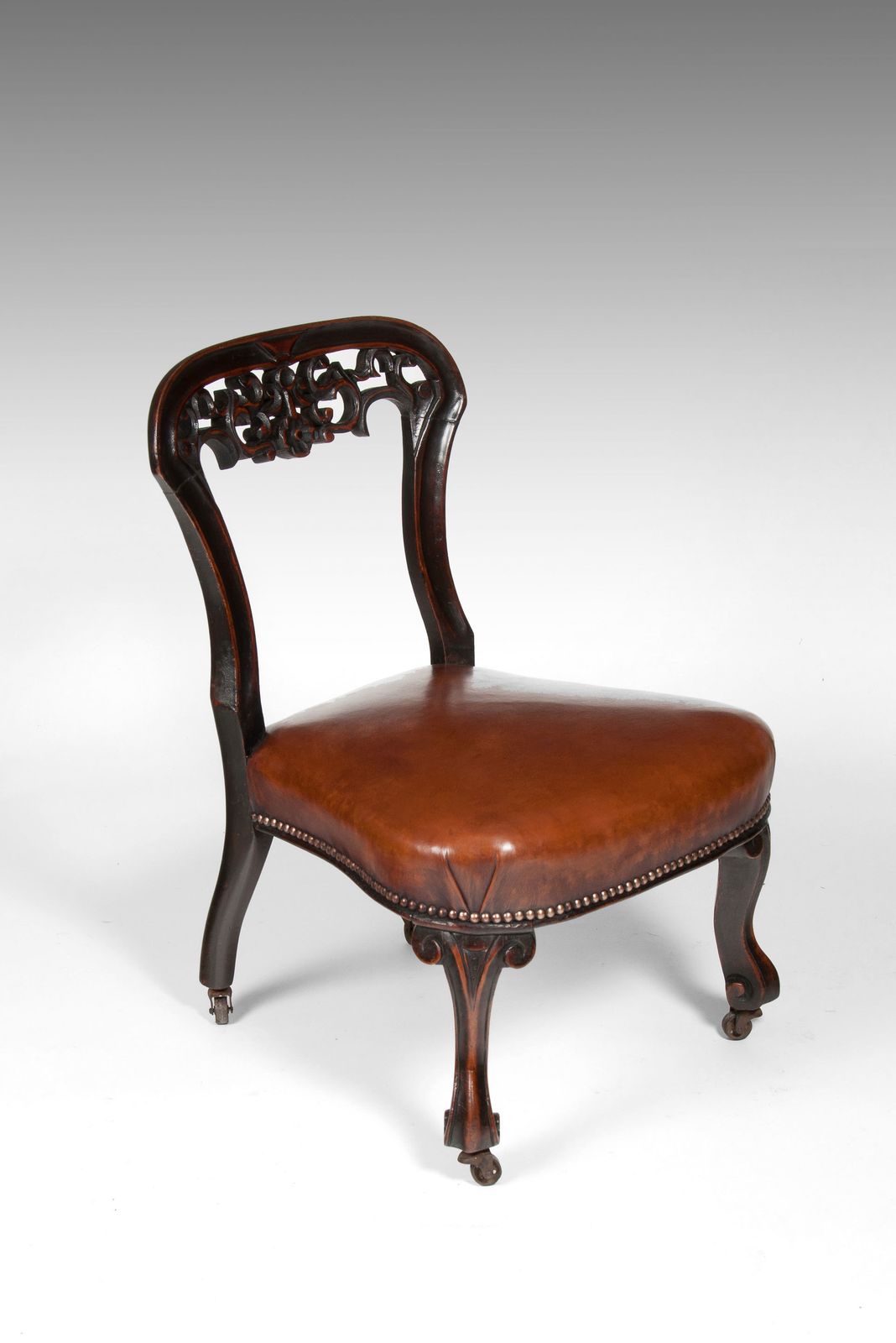 Rare Victorian Mahogany Leather Upholstered Childs Chair C. 1880 England photo furniture