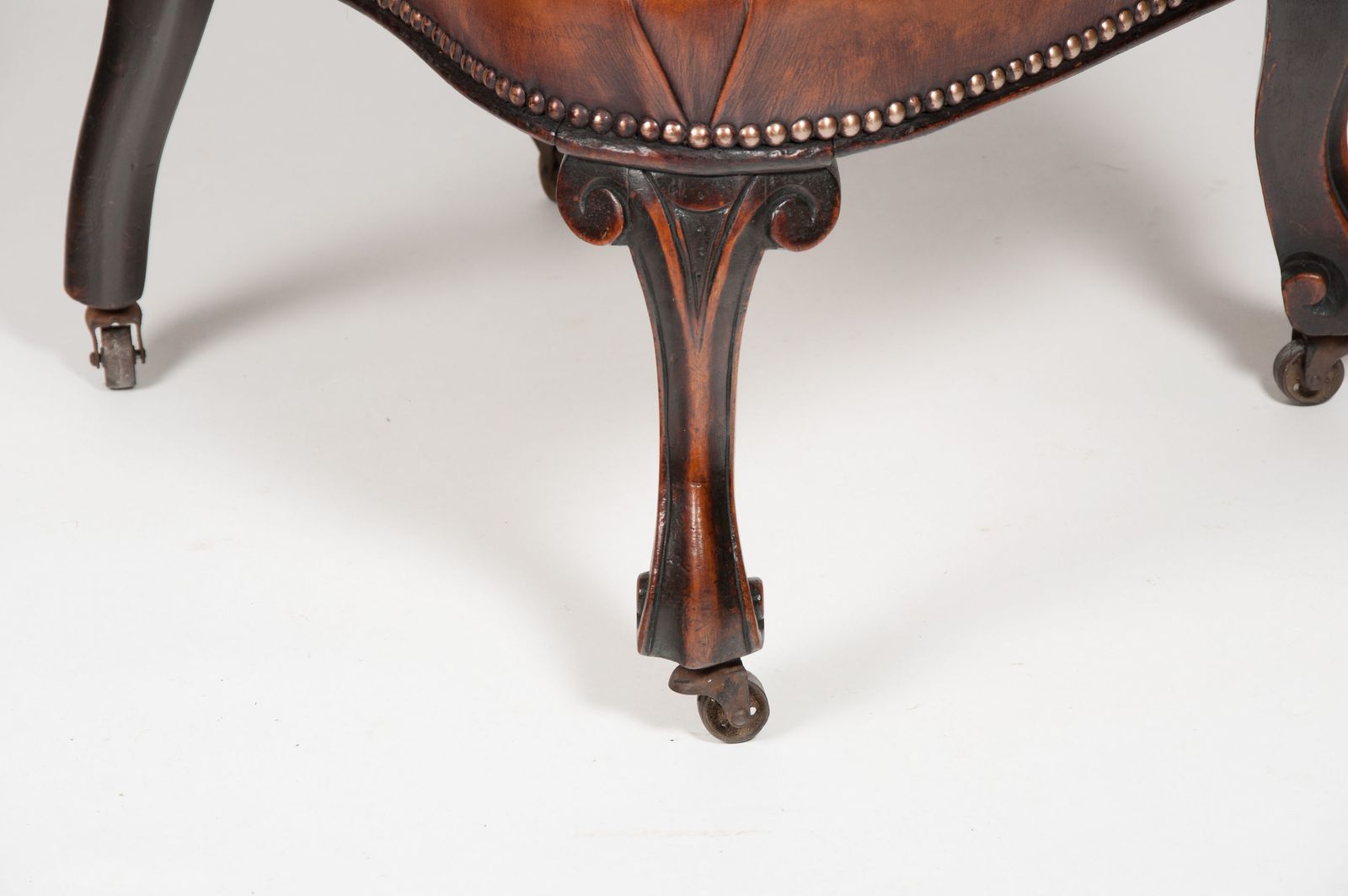 Rare Victorian Mahogany Leather Upholstered Childs Chair C. 1880 England photo for sale