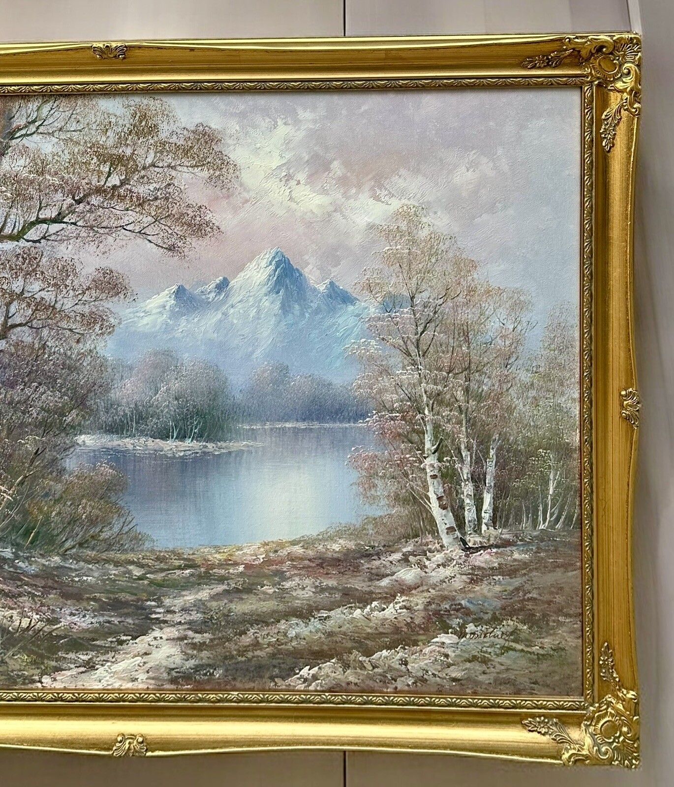 Mid Century  Large Original Oil On Canvas Winter Landscape 102cm By 72cm photo 165.0