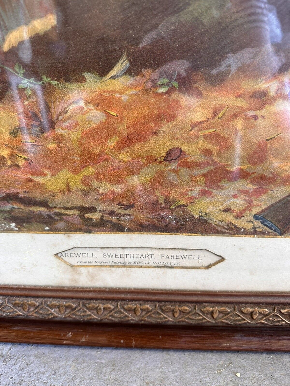 Large Framed Antique Edgar A. Holloway  Print “Farewell Sweetheart Farewell” photo for sale