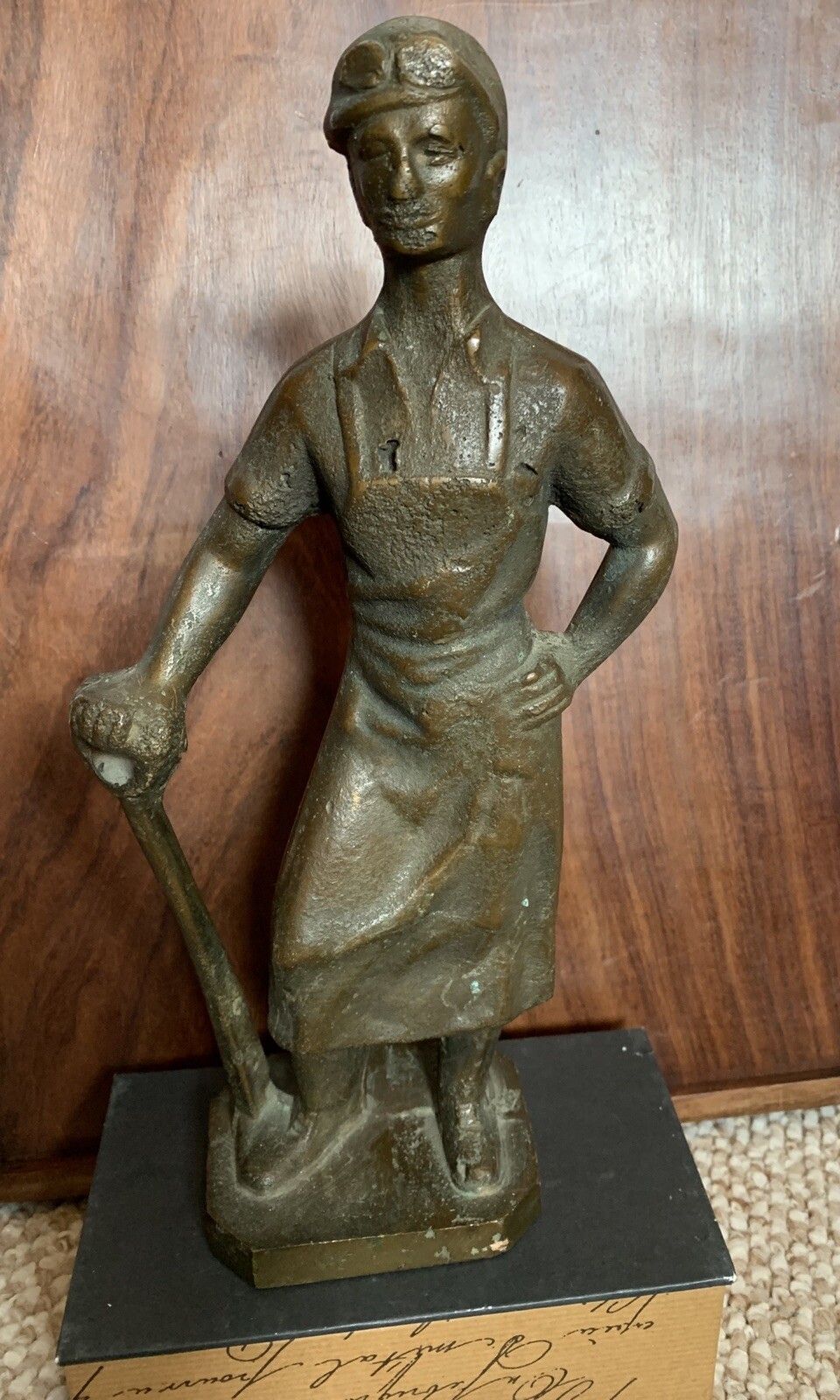 Antique Bronze Figure Statue Of A Blacksmith Very Heavy 28cm photo 80.0