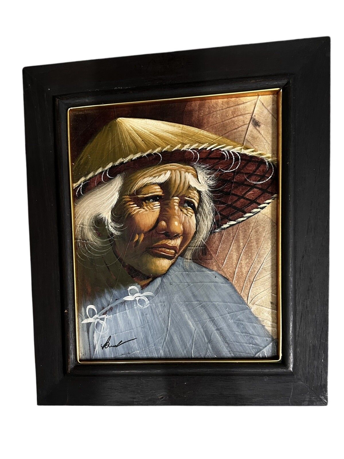 Old Oil Painting On Leaf Oriental Portrait Of A Lady  Signed 34cm By 29cm photo furniture