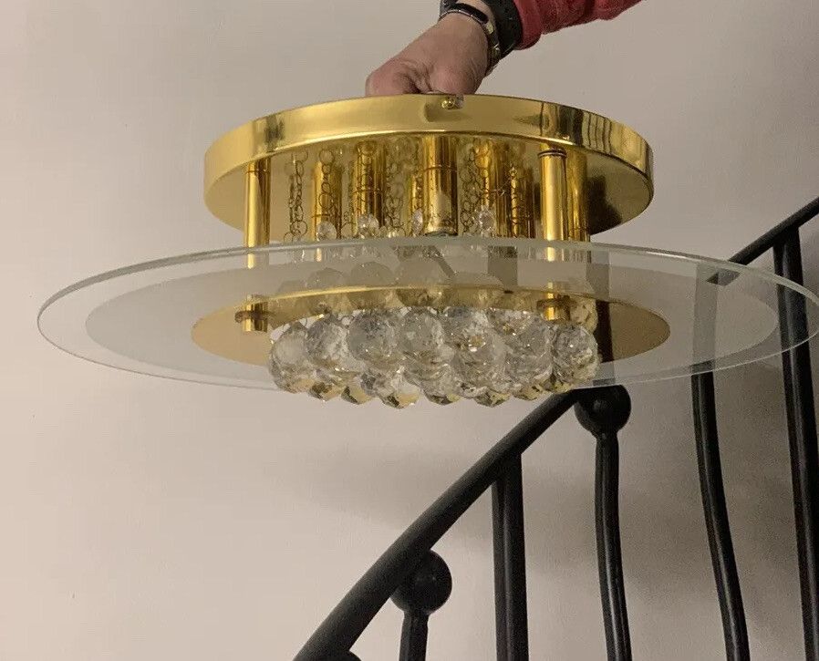 Vintage Stunning Crystal Flush Mount  Chandelier Glass And Gold Plated photo furniture