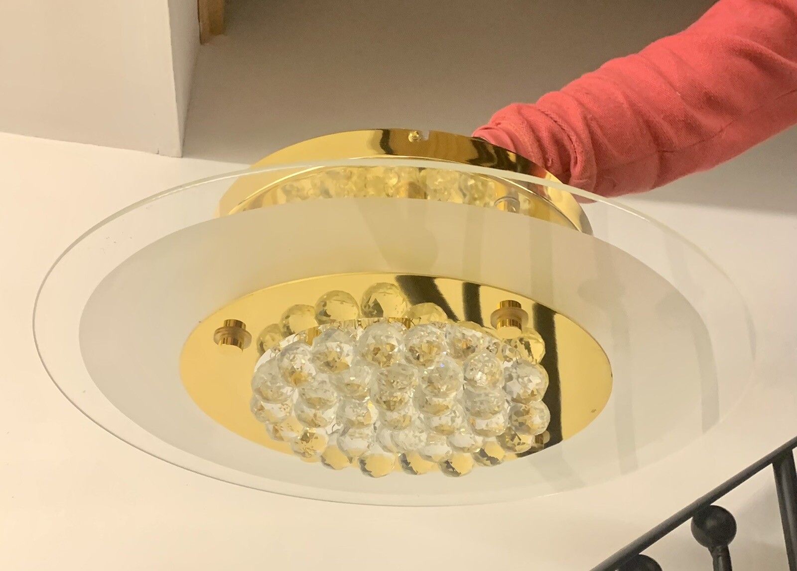 Vintage Stunning Crystal Flush Mount  Chandelier Glass And Gold Plated photo Lighting