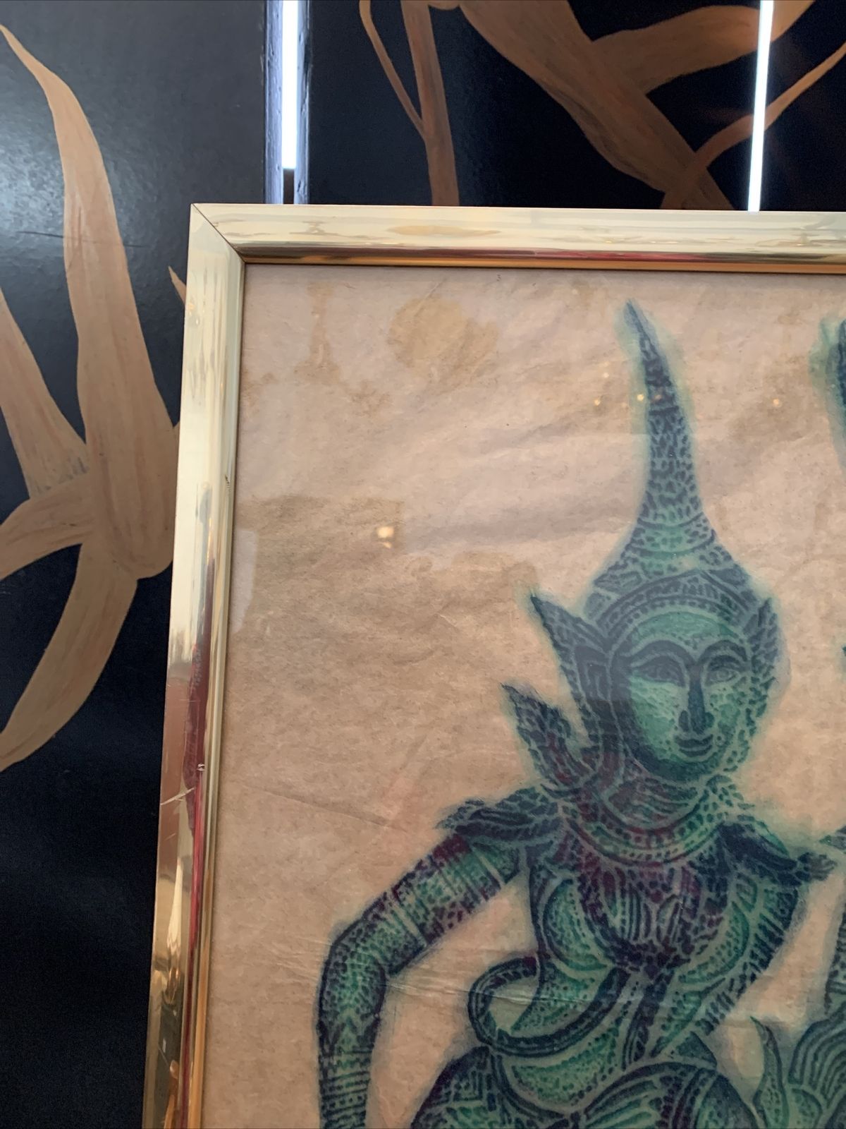 Vintage Authentic Cambodian Temple Rubbing Charcoal On Paper Mid Century photo 95.0