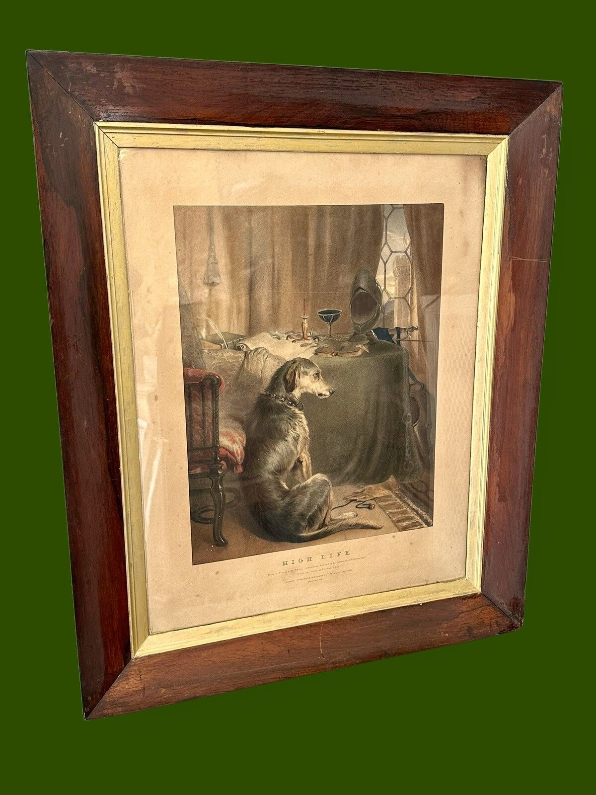 Antique Edwin Landseer  Hand Coloured Engraving, “High Life”Ackerman photo furniture