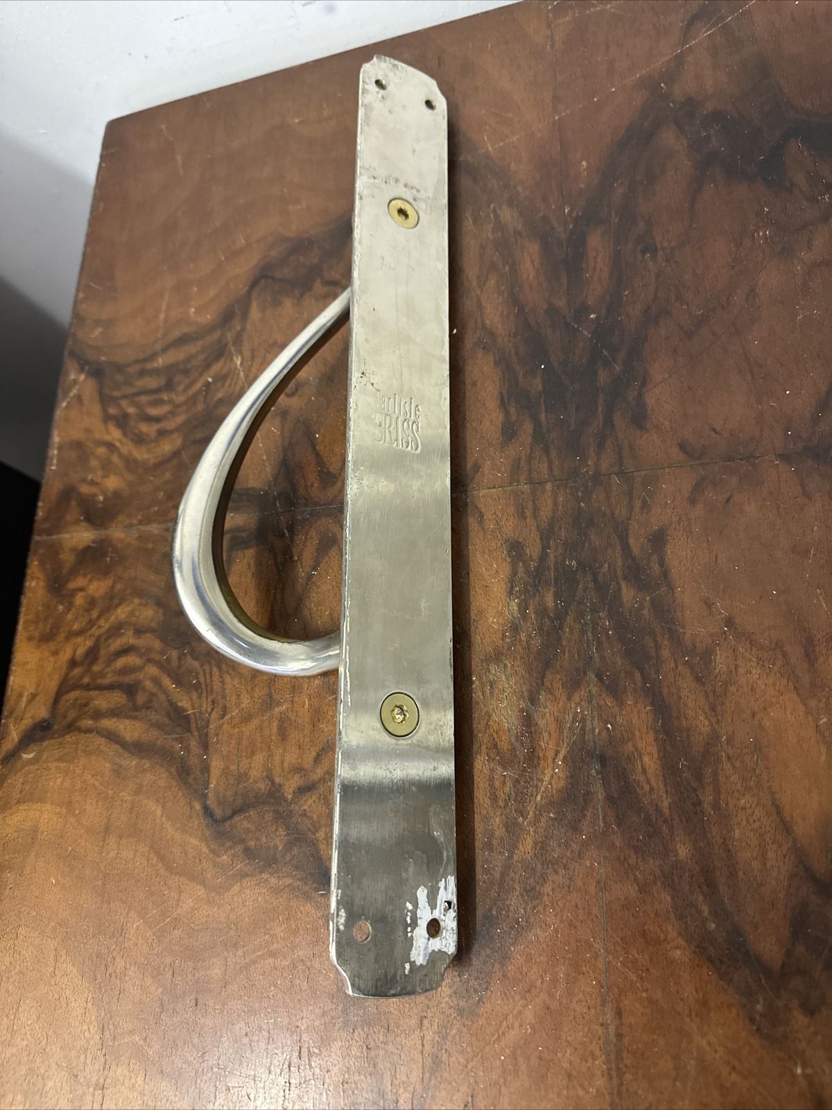 Art Nouveau Design Large Pull Handle Polished Chrome Over Brass Very Heavy photo 65.0