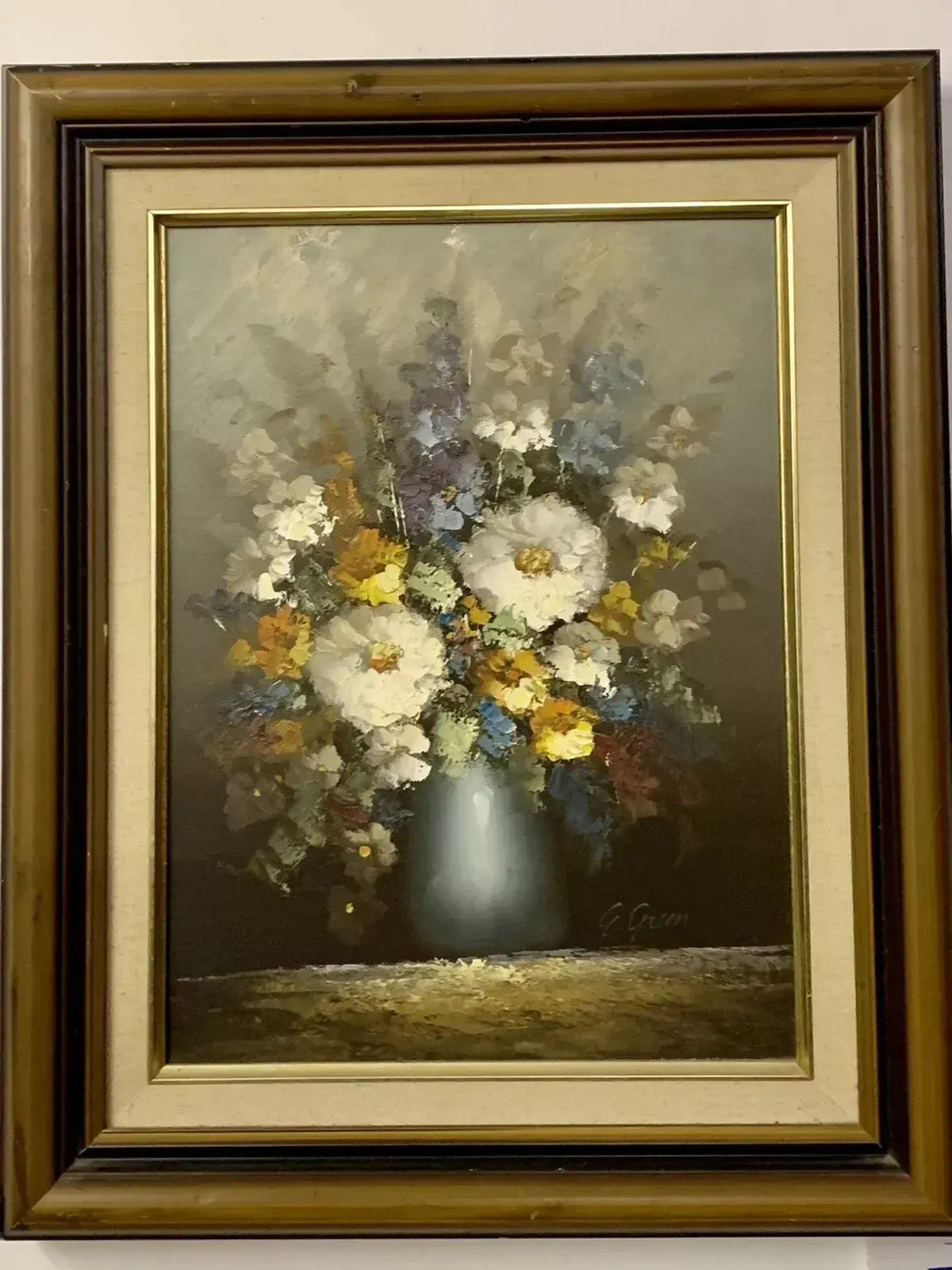 British Artist   Floral Still Life Oil Painting, Signed   E Green  55cm By 45cm