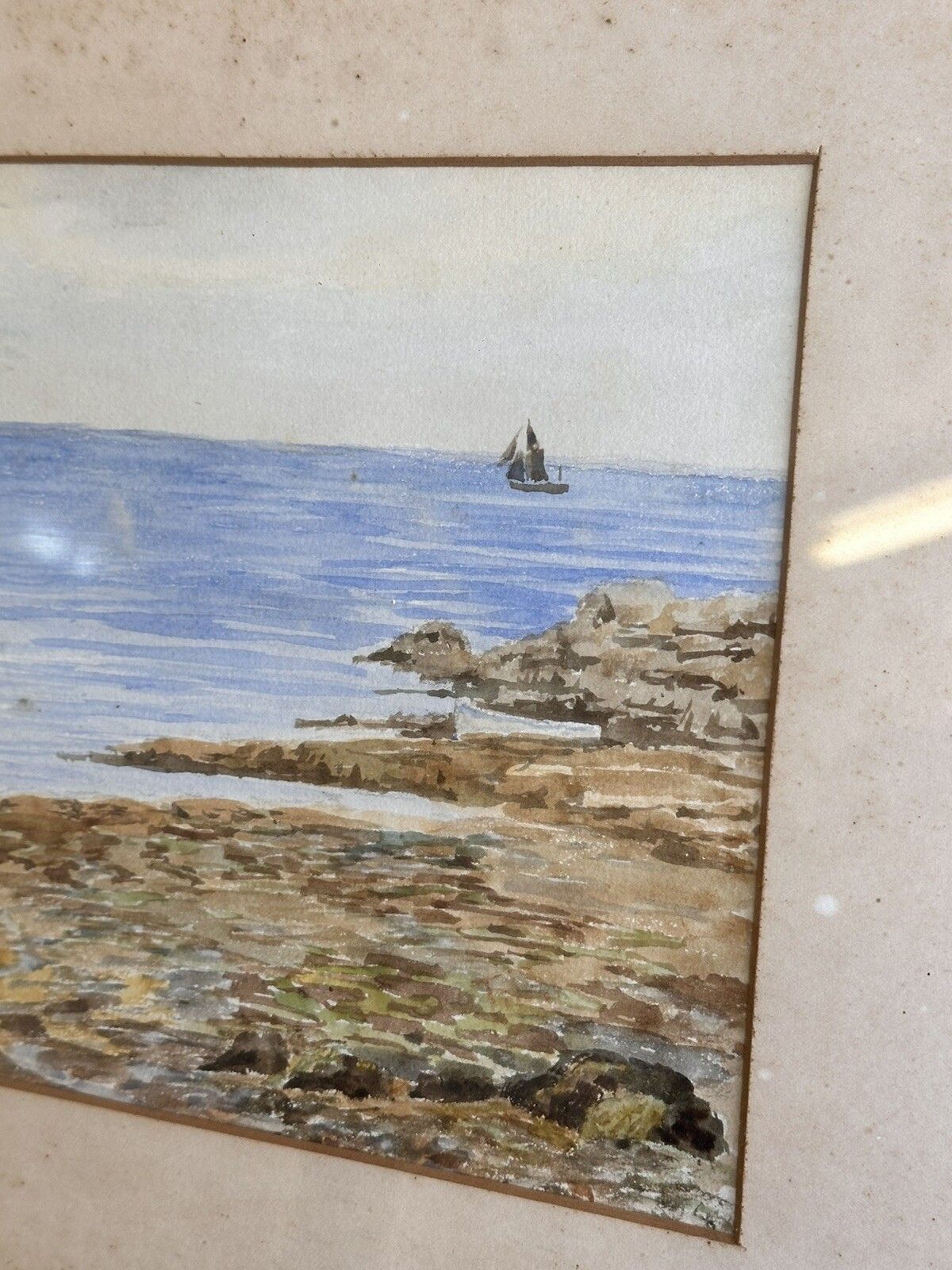 Antique 19th Century Whitley Bay Beach Seascape Scene. 40cm By 32cm photo 62.0