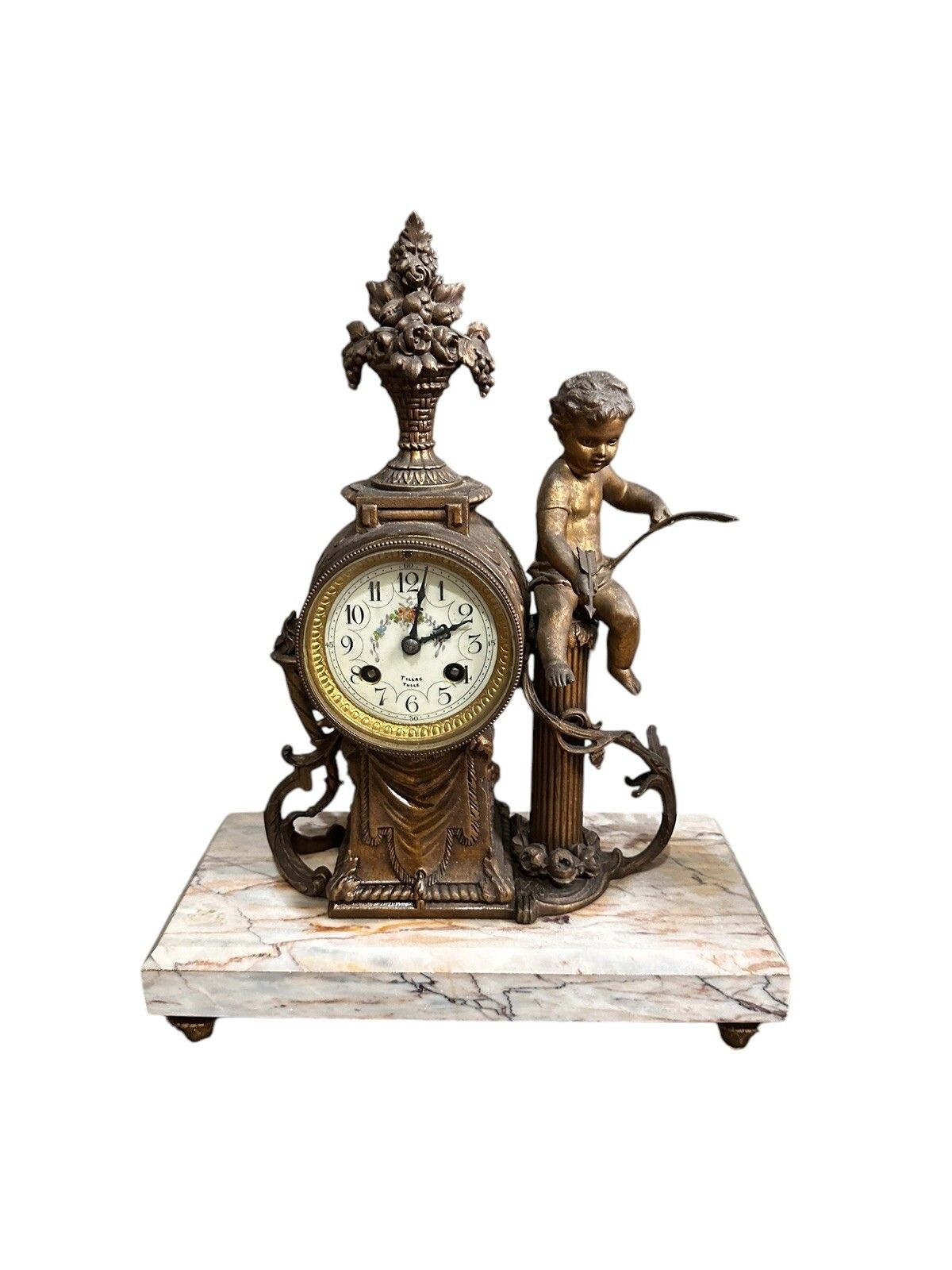 19th C French F Marti Cherub Putti Cupid Garniture Clock. Impressive photo for sale