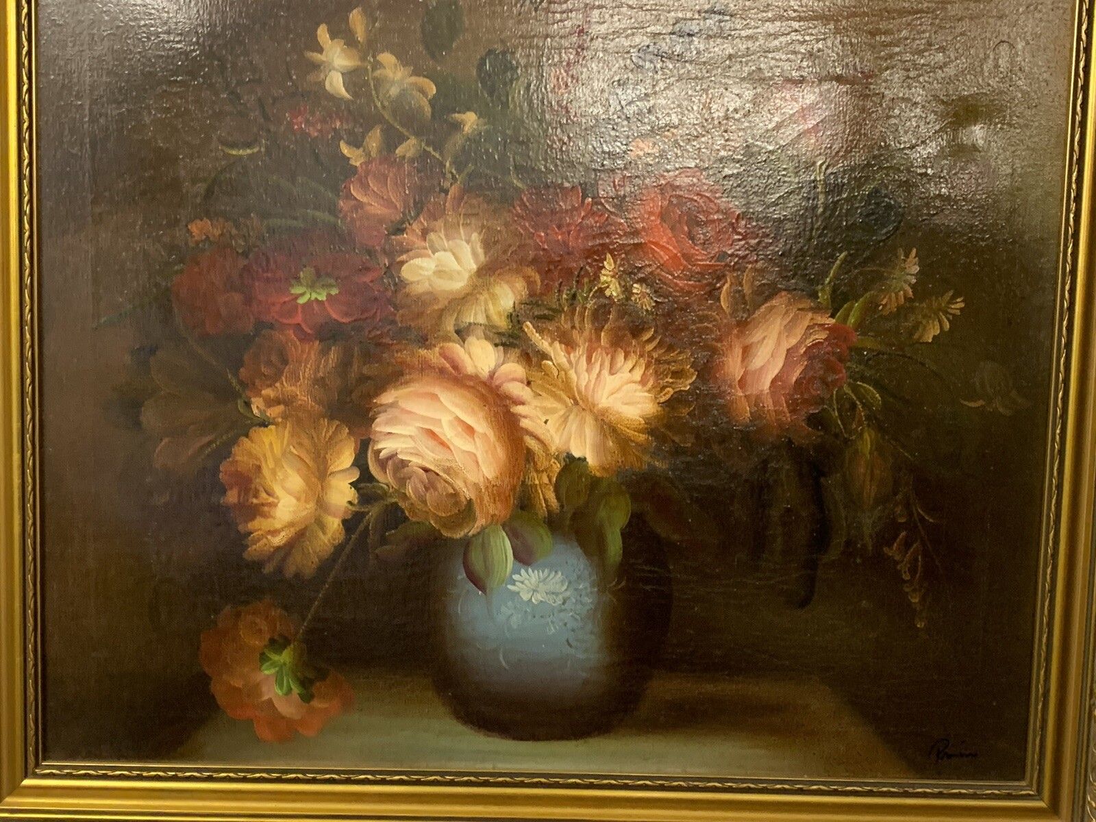 Magnificent Floral Still Life Oil Painting, Signed 74cm By 64cm photo 295.0