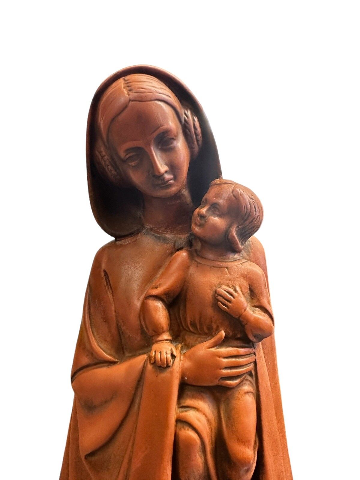 Madonna With Child Terracotta Sculpture C1950’s 55cm Tall  Signed By Artist photo Art