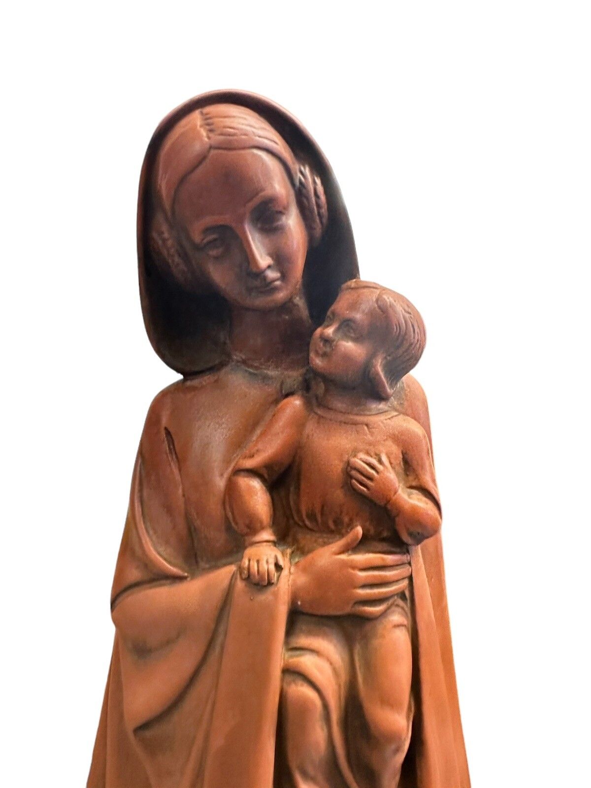 Madonna With Child Terracotta Sculpture C1950’s 55cm Tall  Signed By Artist photo 225.0