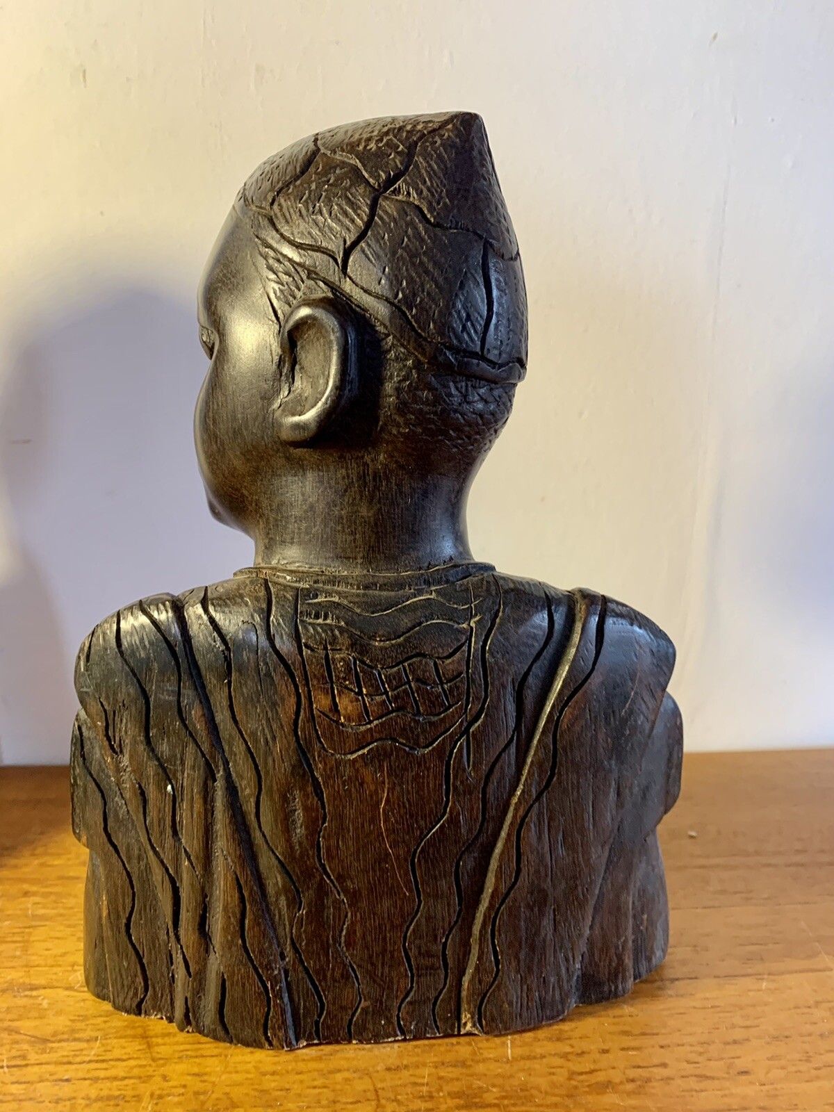 Vintage Antique Zebra Wood Carved African Bust Superb Detail 24cm H photo 65.0
