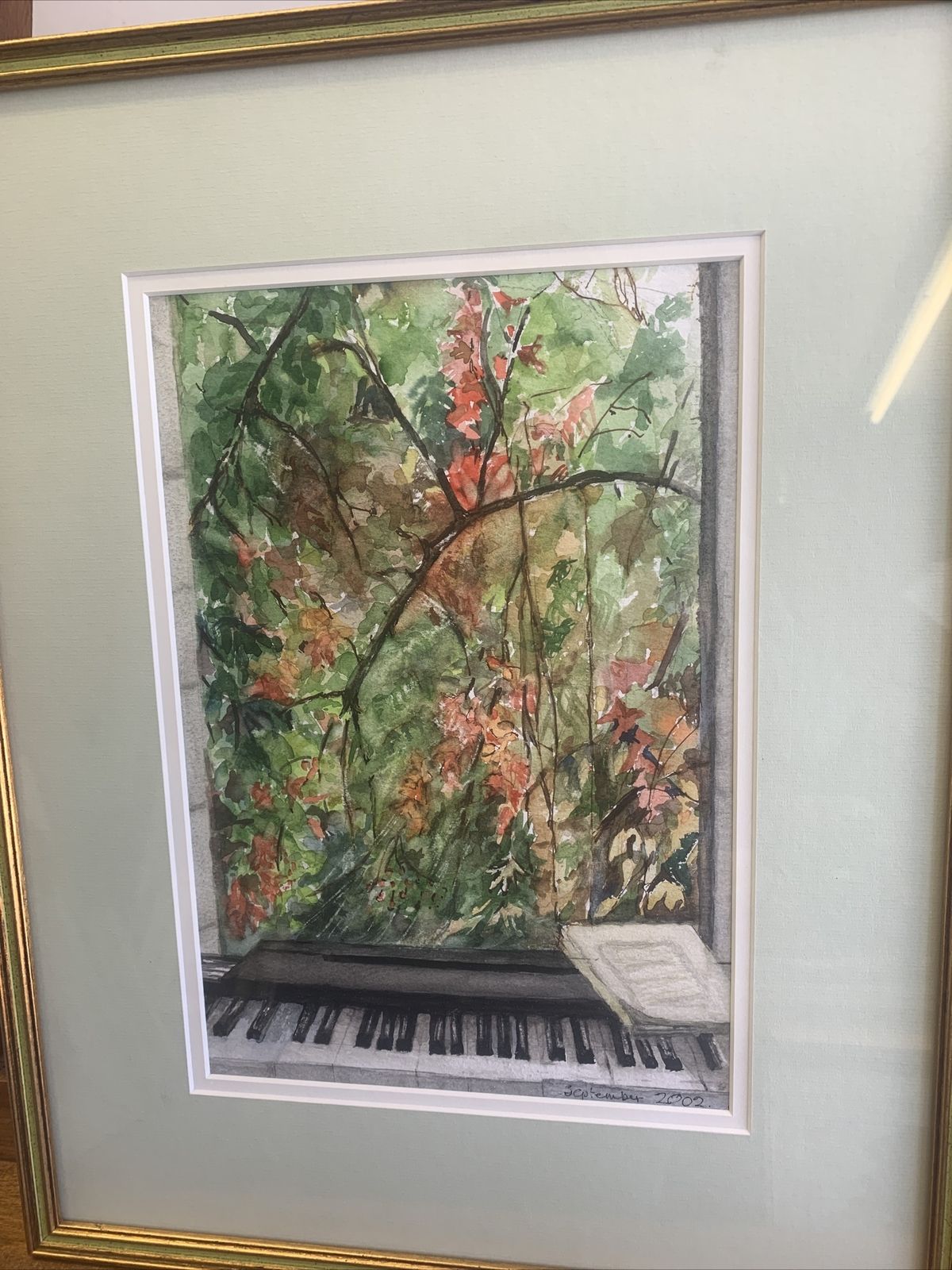 ￼ Original Watercolour Painting Musical / Keyboard Botanical Floral Scenes￼ photo for sale