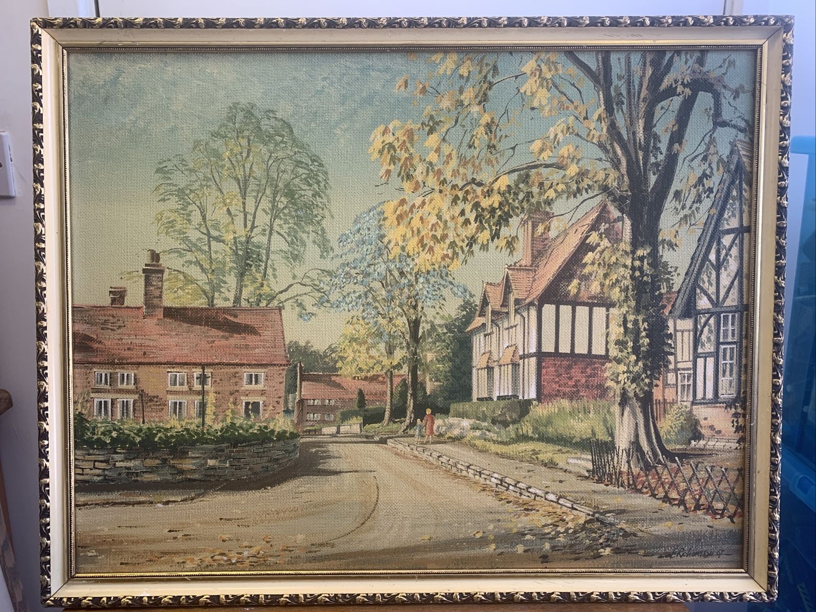 Original Painting Berkshire Village Signed By Artist E Richardson￼ 1967
