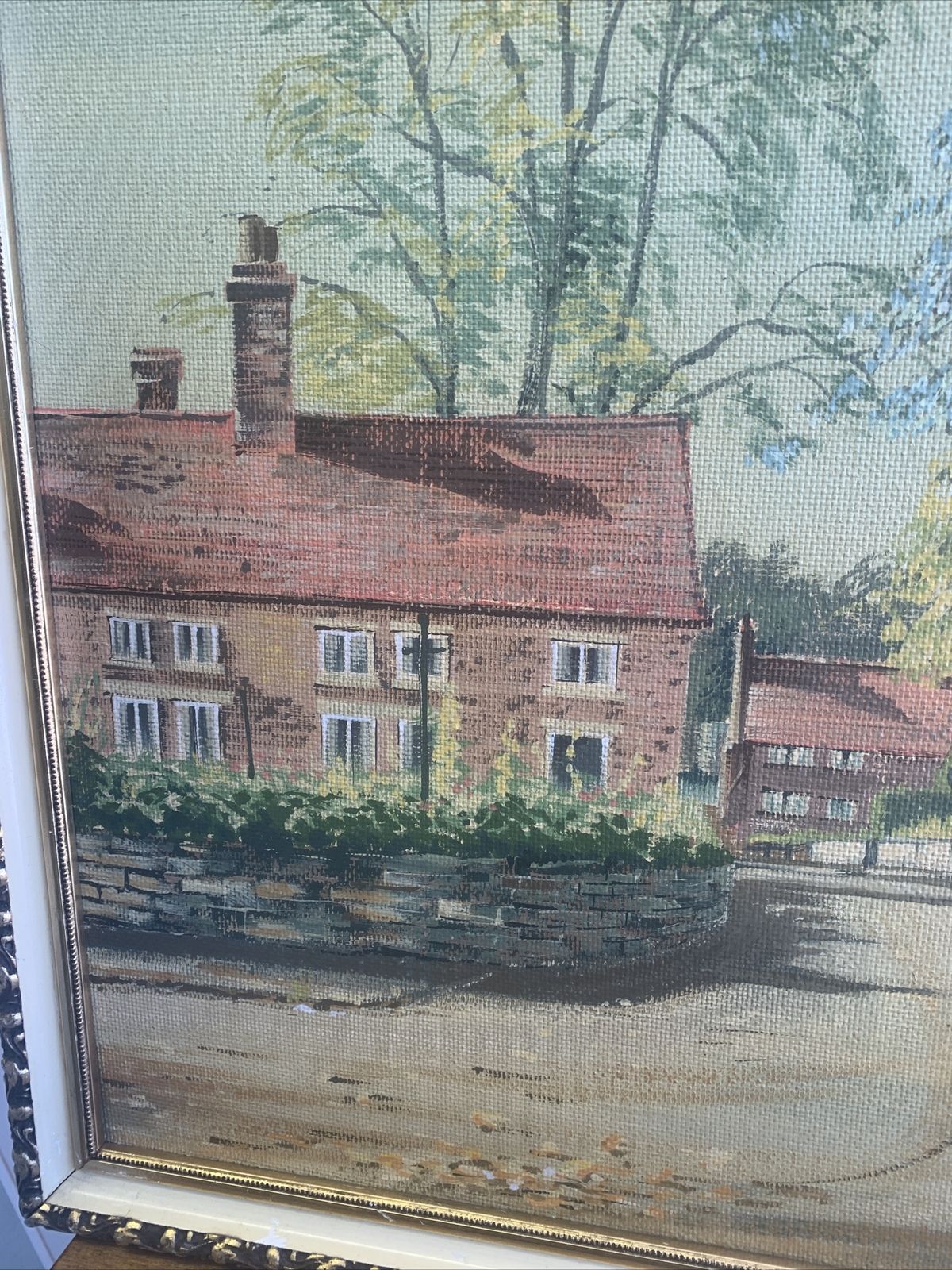 Original Painting Berkshire Village Signed By Artist E Richardson￼ 1967 photo for sale