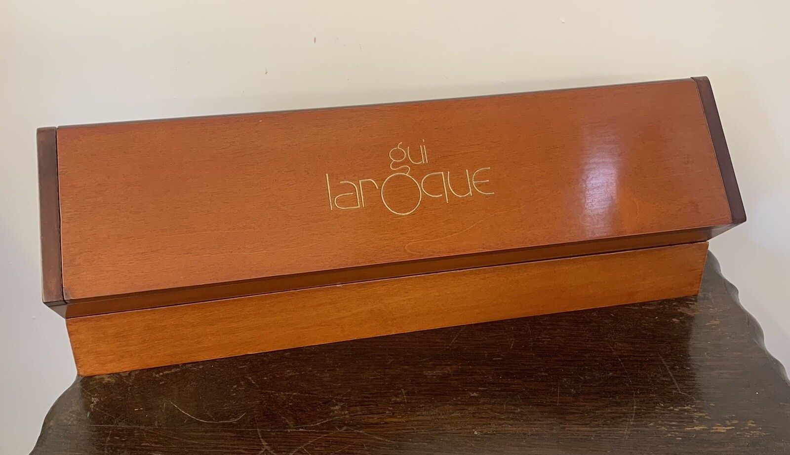 Original Wooden Luxury Gui Laroque  Watch Tie And Cuff Link Display Case photo for sale