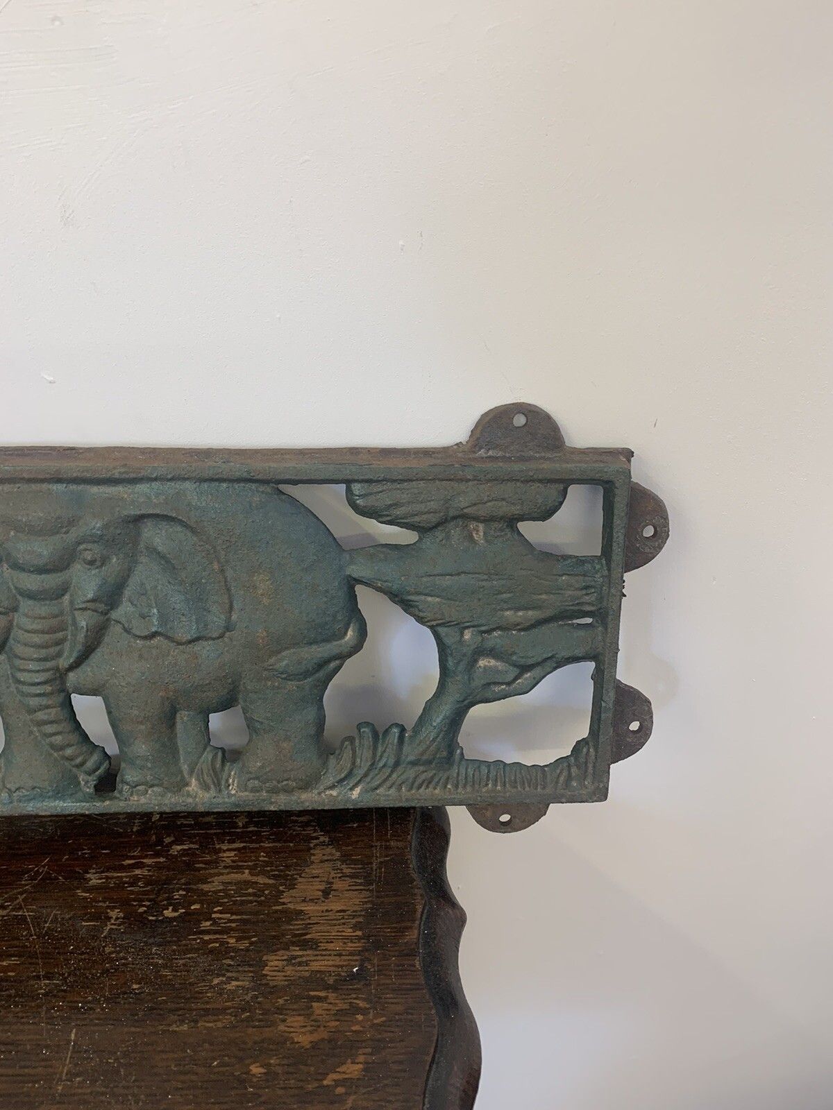 Antique Vintage Cast Iron Metal Zoo Safari Wall Plaque Panel  /  78cm By 20cm photo Home Decor