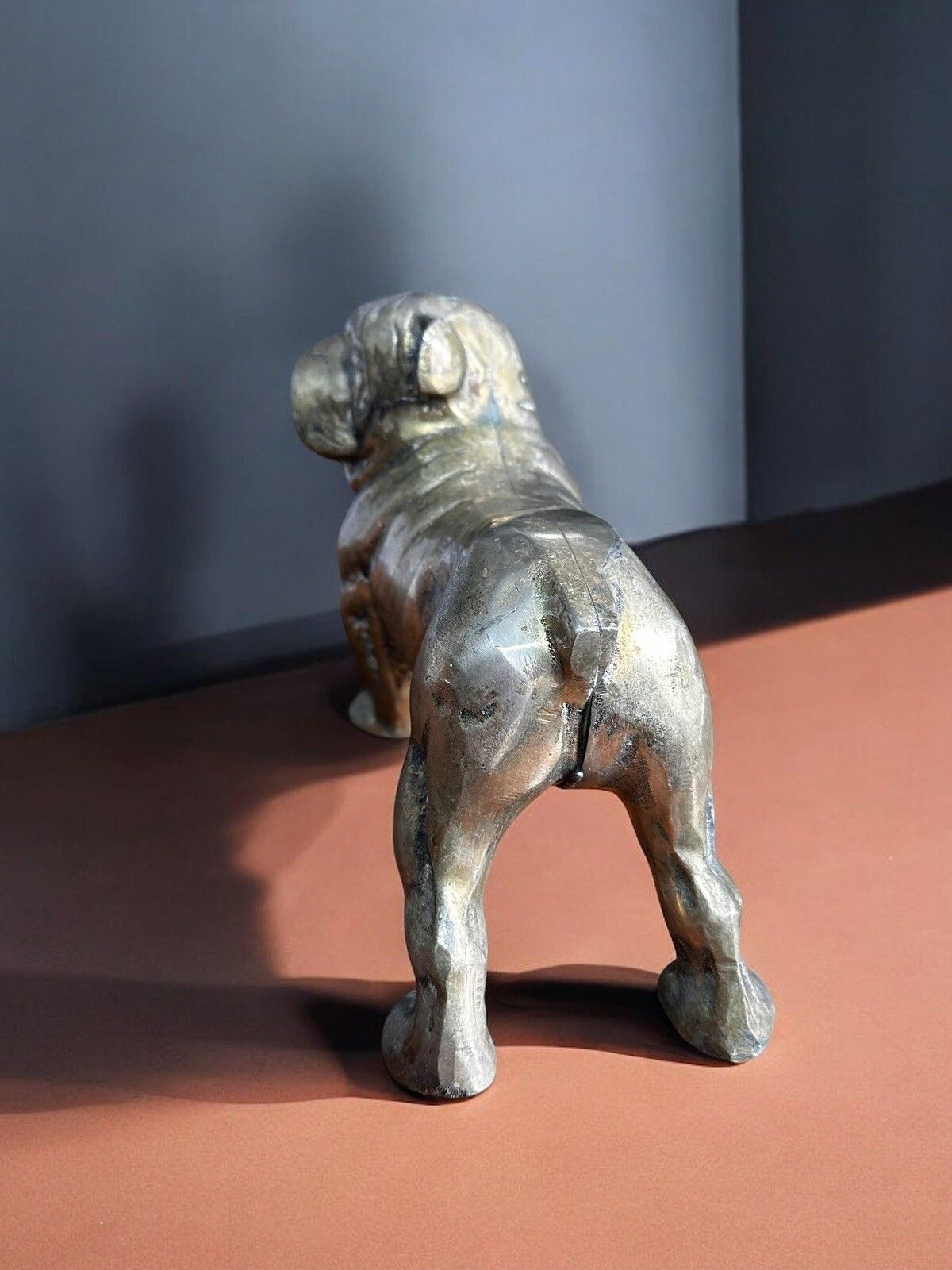 Antique Really Heavy Brass Bull Dog Figure Fine Detail photo for sale