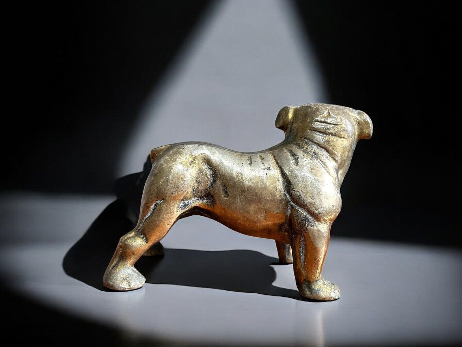 Antique Really Heavy Brass Bull Dog Figure Fine Detail photo Home Decor